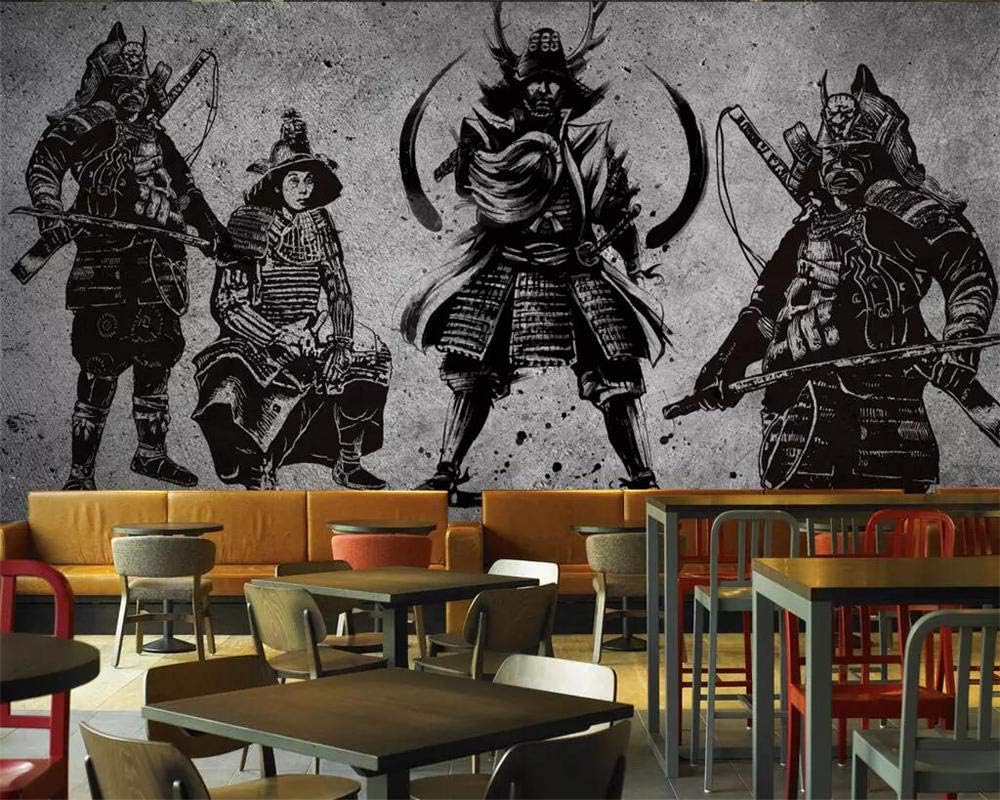 Amazon Kahsfa 壁紙ヴィンテージ手描き日本武士セメント壁日本レストラン壁画ツーリング壁壁画3d壁紙 壁紙