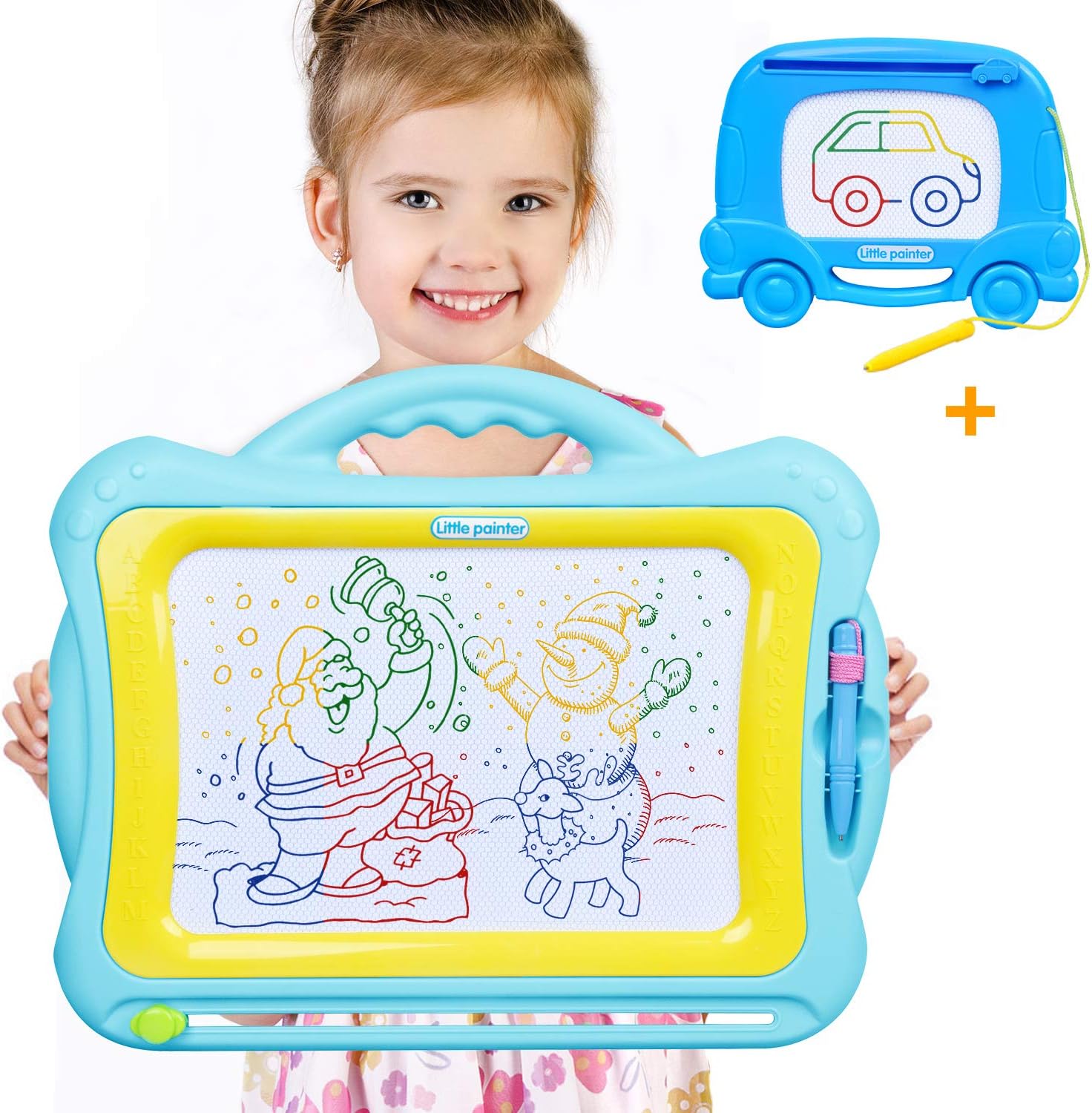 LOYOU Magnetic Drawing Board, 2 Pack- 1 Large 41.5 33.2 Centimeter Erasable Magna Scribble Doodle and 1 Travel Size Etch Sketch Writing Pad, Educational Learning Toy and Birthday Presents for Kids
