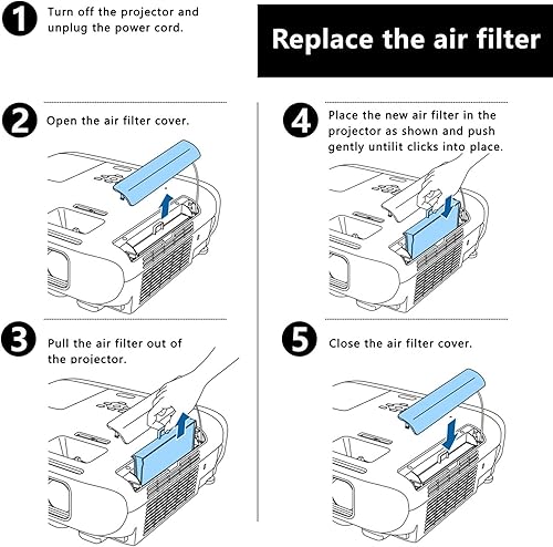 Miniatura 42 de AWO Filtro de aire de proyector de repuesto para EPSON ELPAF60 / V13H134A60, EB-720, EB-725W, EB-725Wi, EB-735F, EB-735Fi, EB-750F, EB-755F