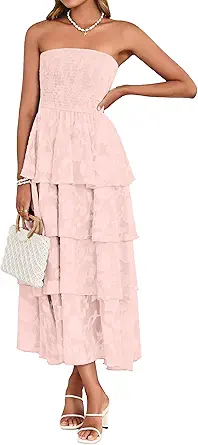 Simplee Women's Summer Strapless Maxi Dress 2026 Boho Floral Off Shoulder Wedding Guest Dress