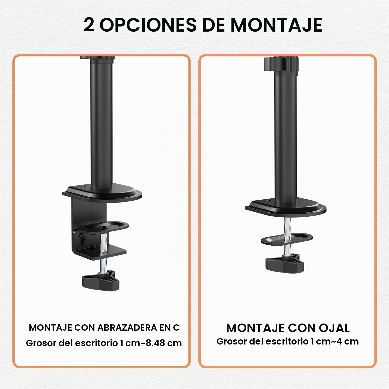 Soporte para Monitor Triple por 17-35 Pulgadas, Extra Alto de 80 cm, Montaje en Mesa, Inclinable y Giratorio, Negro