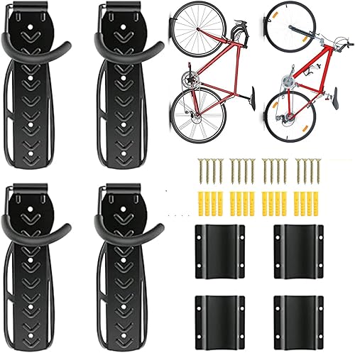 Miniatura 7 de Etoolia Paquete de 10 ganchos de almacenamiento de bicicletas de garaje resistentes y ganchos de bicicleta para pared de garaje y techo, ganchos de