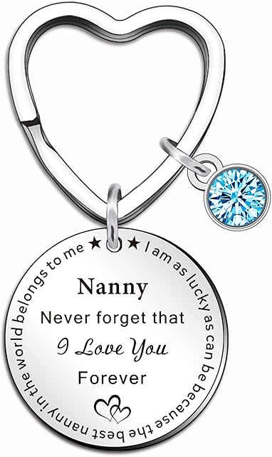 WTOPP Nanny Keyring Gifts Birthday Christmas Gifts for Nanny from Granddaughter Grandson Engraved Never Forget That I Love You