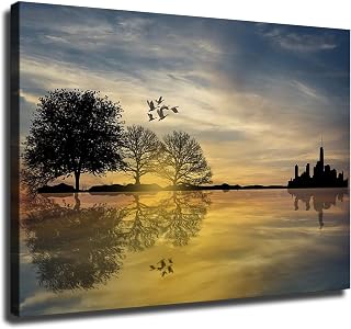 Sunset Guitar Tree Island Poster Canvas Print Painting Picture Wall Art Bedroom Living Room Decor (unframe,08x10 inch)
