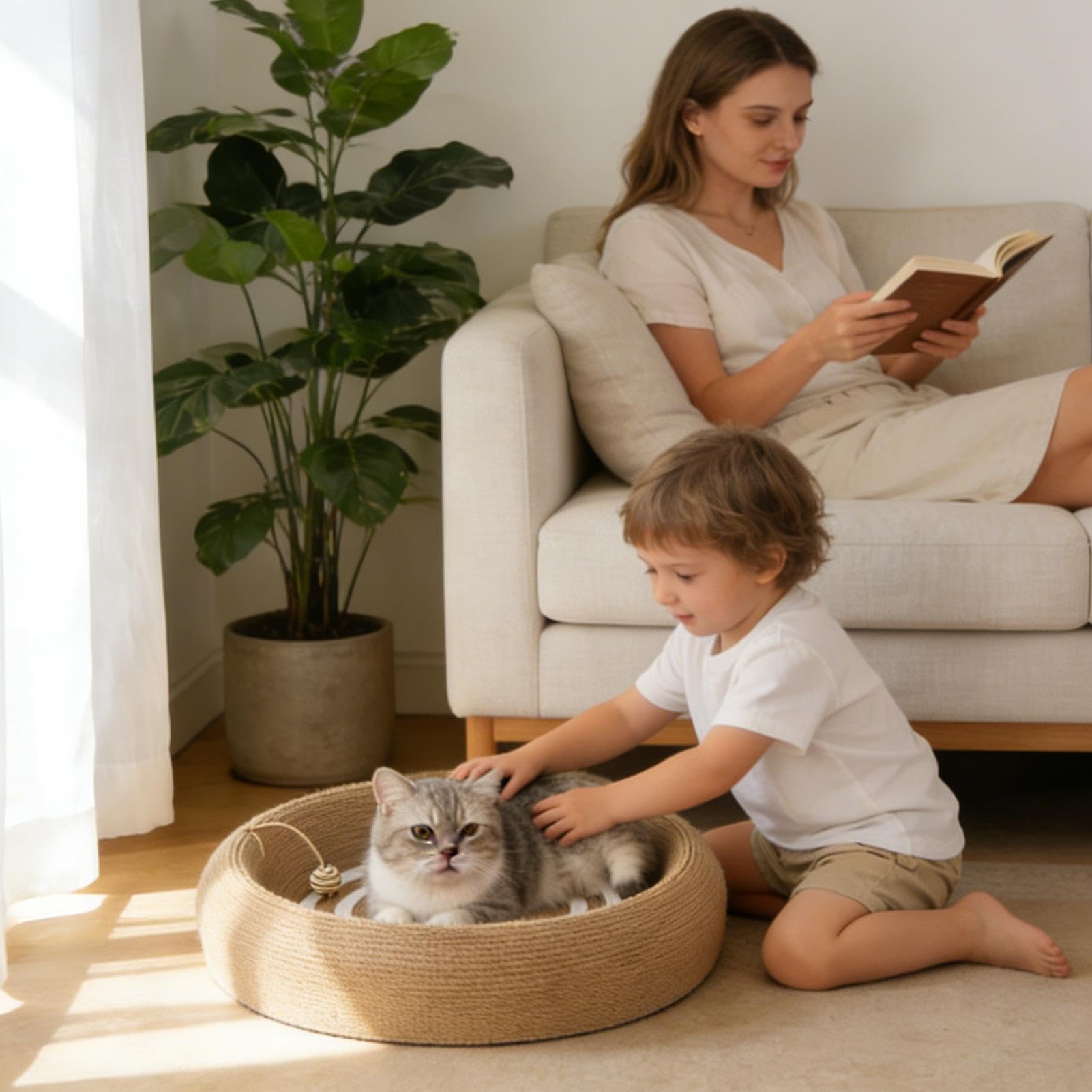 Cama rascador para gatos para afilar las garras de sisal rascador para proteger muebles | Cueva rascadora de gato interior para apartamento sala de estar dormitorio piso sofá casa