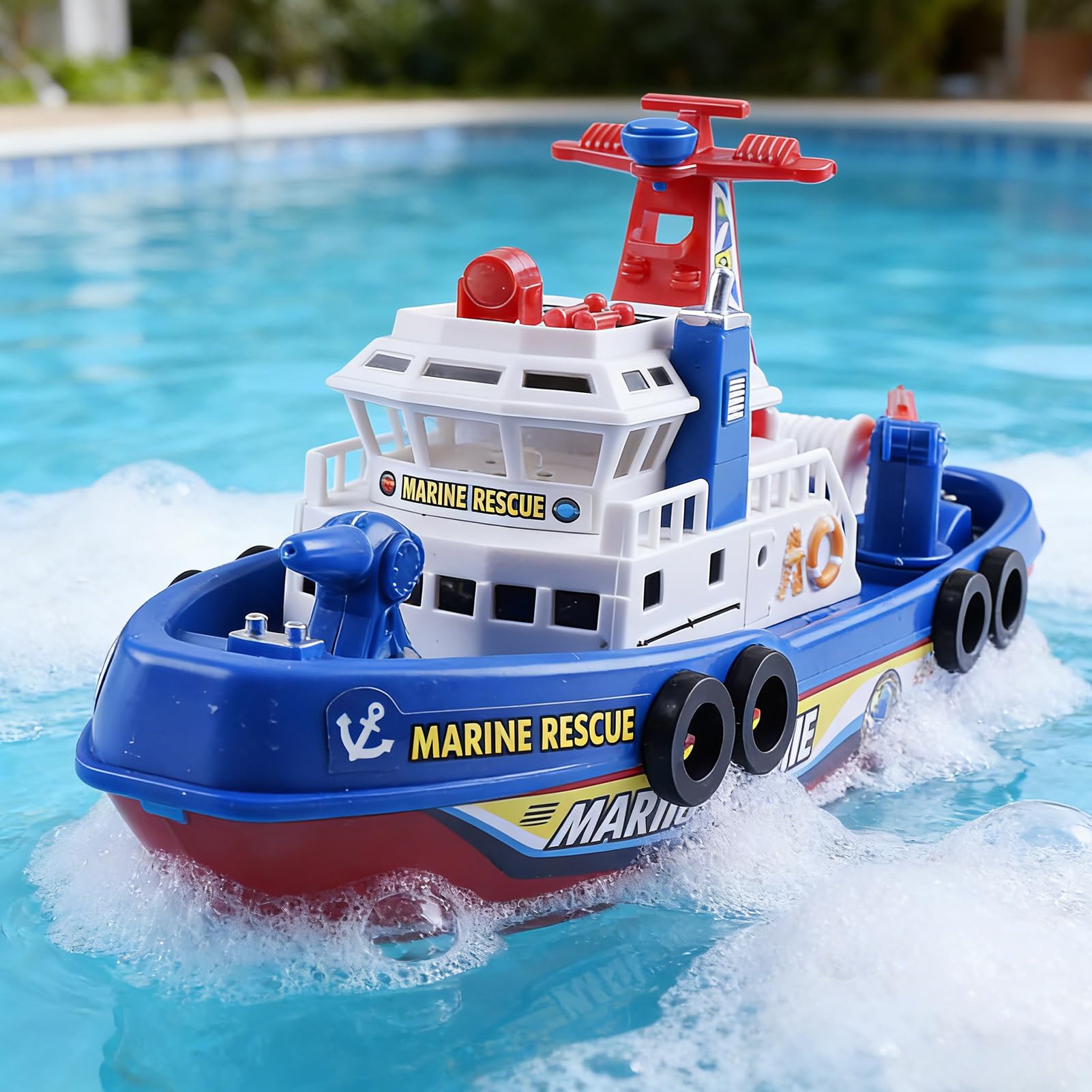 Bath Toys for Kids, Electric Fire Boat for Boys Girls, Water Play Games, for Shower Bathtub Bathroom Swimming Beach Outside Summer Easter Birthday — view 3
