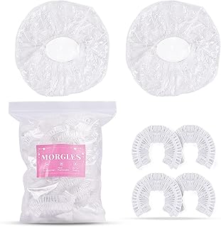Shower Caps, MORGLES 100 PCS Clear Plastic Hair Caps Waterproof Disposable Shower Caps Plastic Hair Bath Caps Shower Caps Bulk for Women Hair Salon Home Use