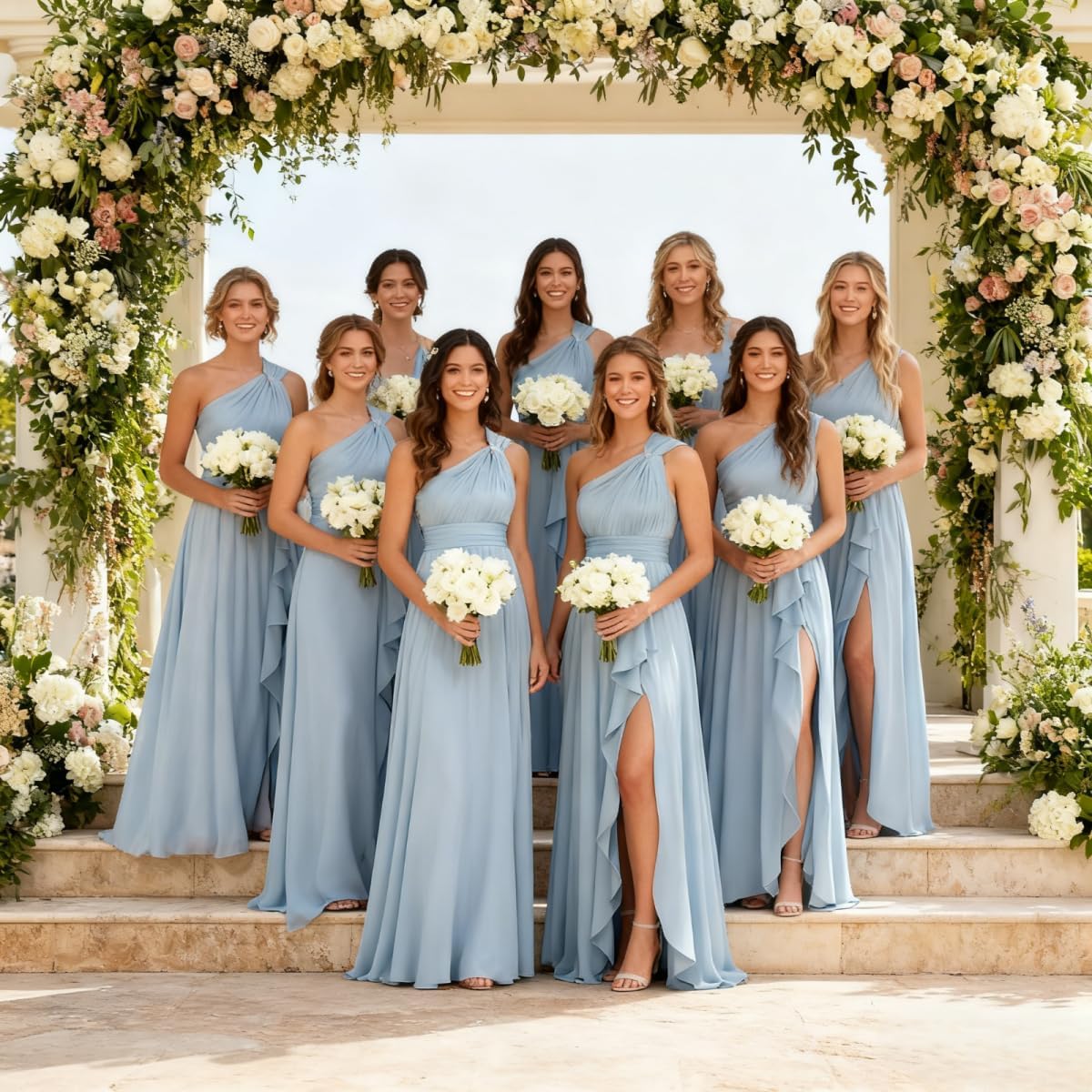 homdor One Shoulder Chiffon Bridesmaid Dresses Plus Size Long Formal Party Dress - Image 4