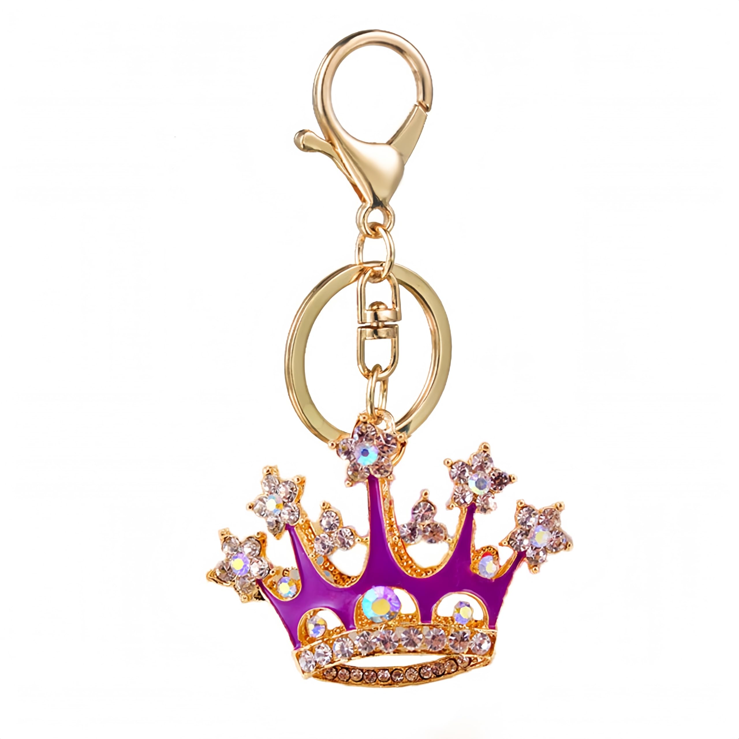 Jml Women's Purple Shiny Queen Crown Keychain Crystal Blingbling Keyring Rhinestones Purse Pendant Handbag Charm (Purple)