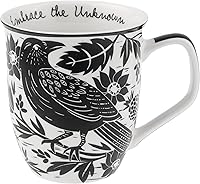 Vista 29 de Karma Gifts - Taza bohemia de 16 onzas, color blanco y negro, diseño de sirena, bonita taza de café y té, tazas de café de cerámica para mujeres