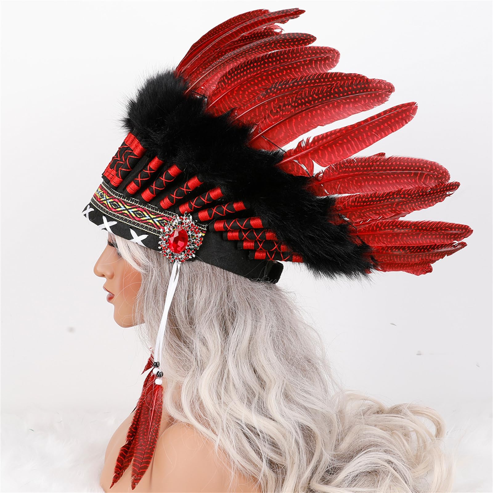 Colorido tocado indio con encanto étnico y diseño ajustable para fiestas temáticas y reuniones. Tocado cultural tradicional con colores arcoíris