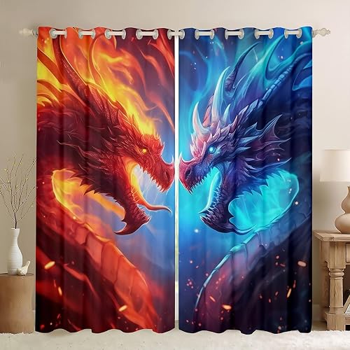 Feelyou Dragon Ice Curtains for Bedroom Blackout 30%-50% 42" x 84"