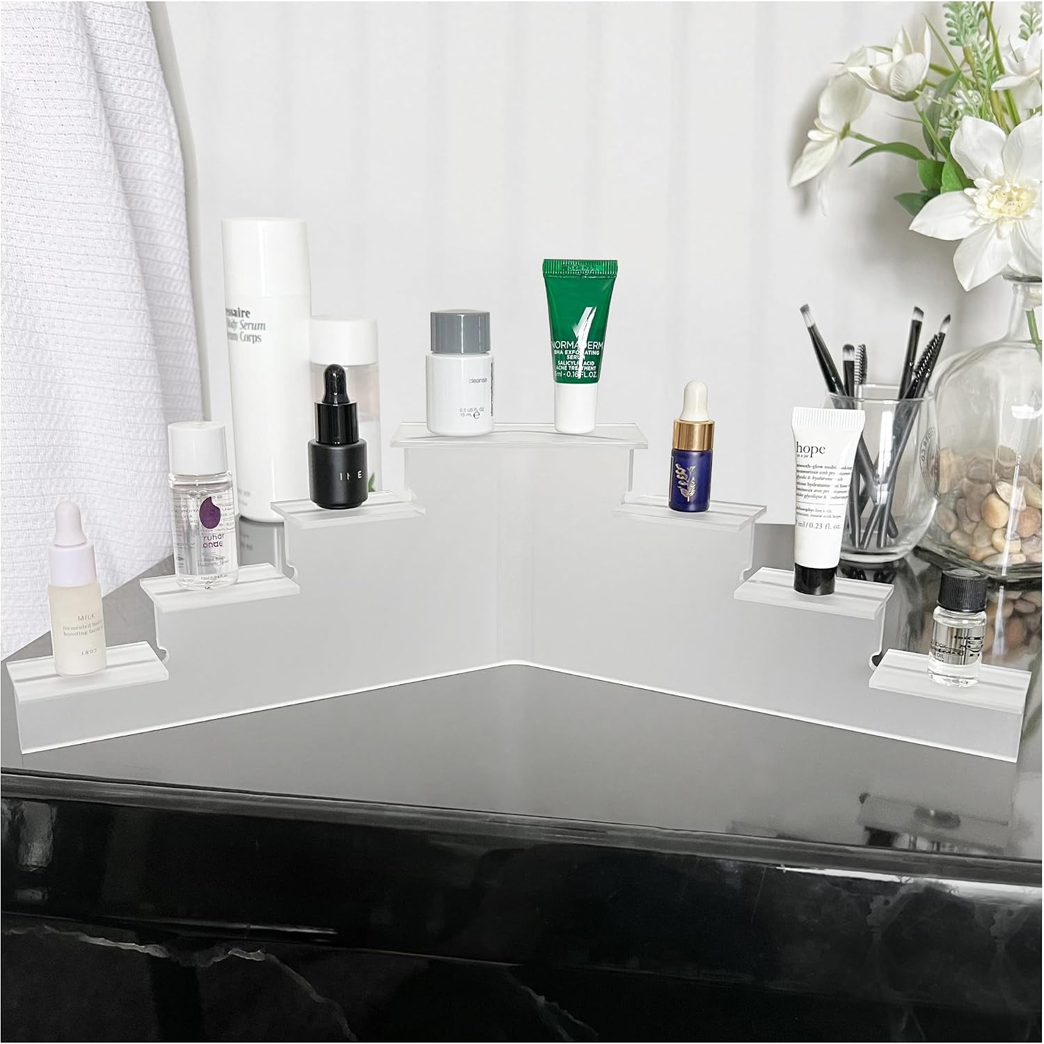 Plymor Frosted Acrylic 7-Item Mini Display Stairs, 4.125" H x 14.75" W x 6" D