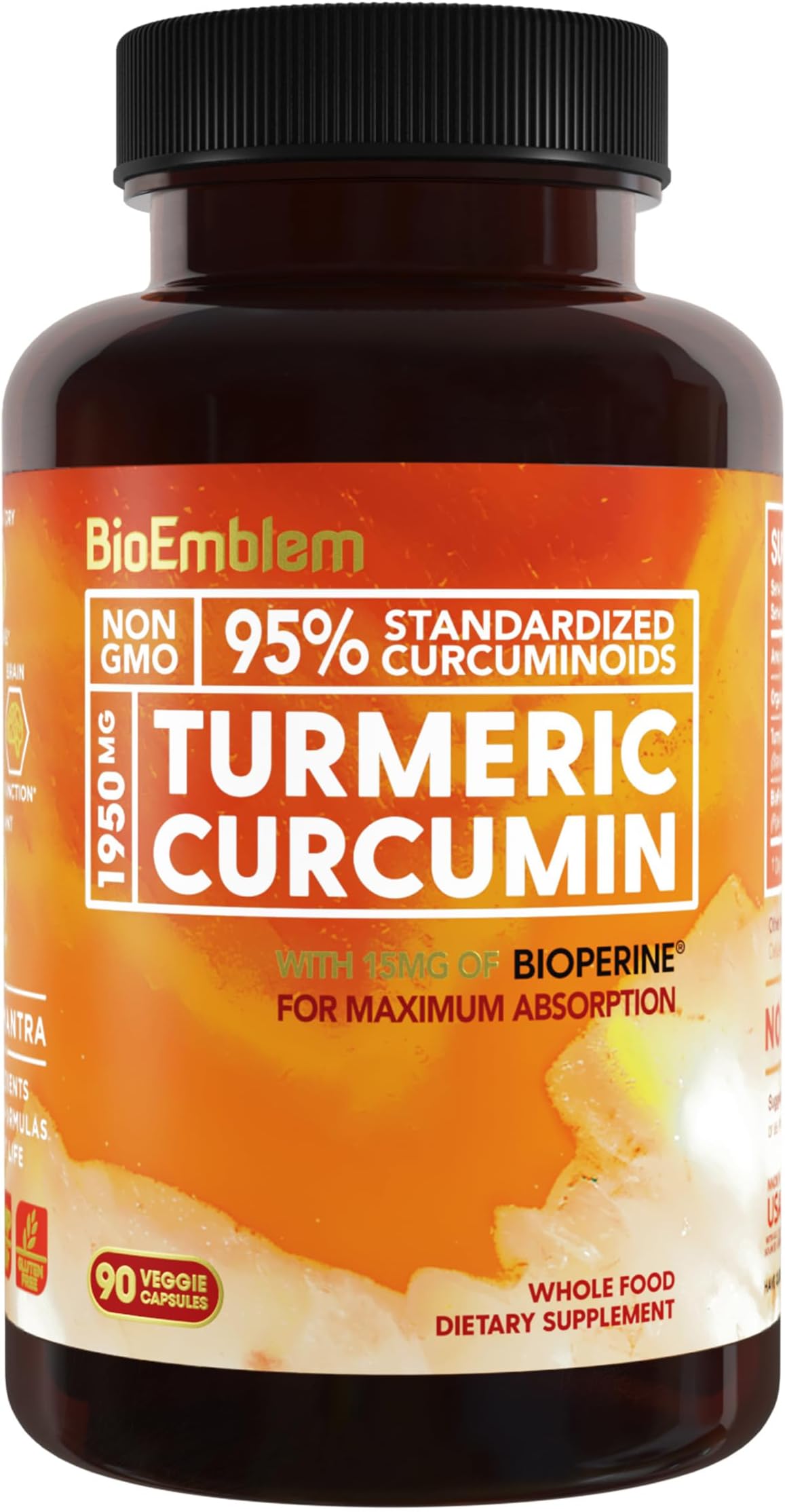 BioEmblem Turmeric Curcumin Supplement with BioPerine Joint Support & Anti-Inflammatory