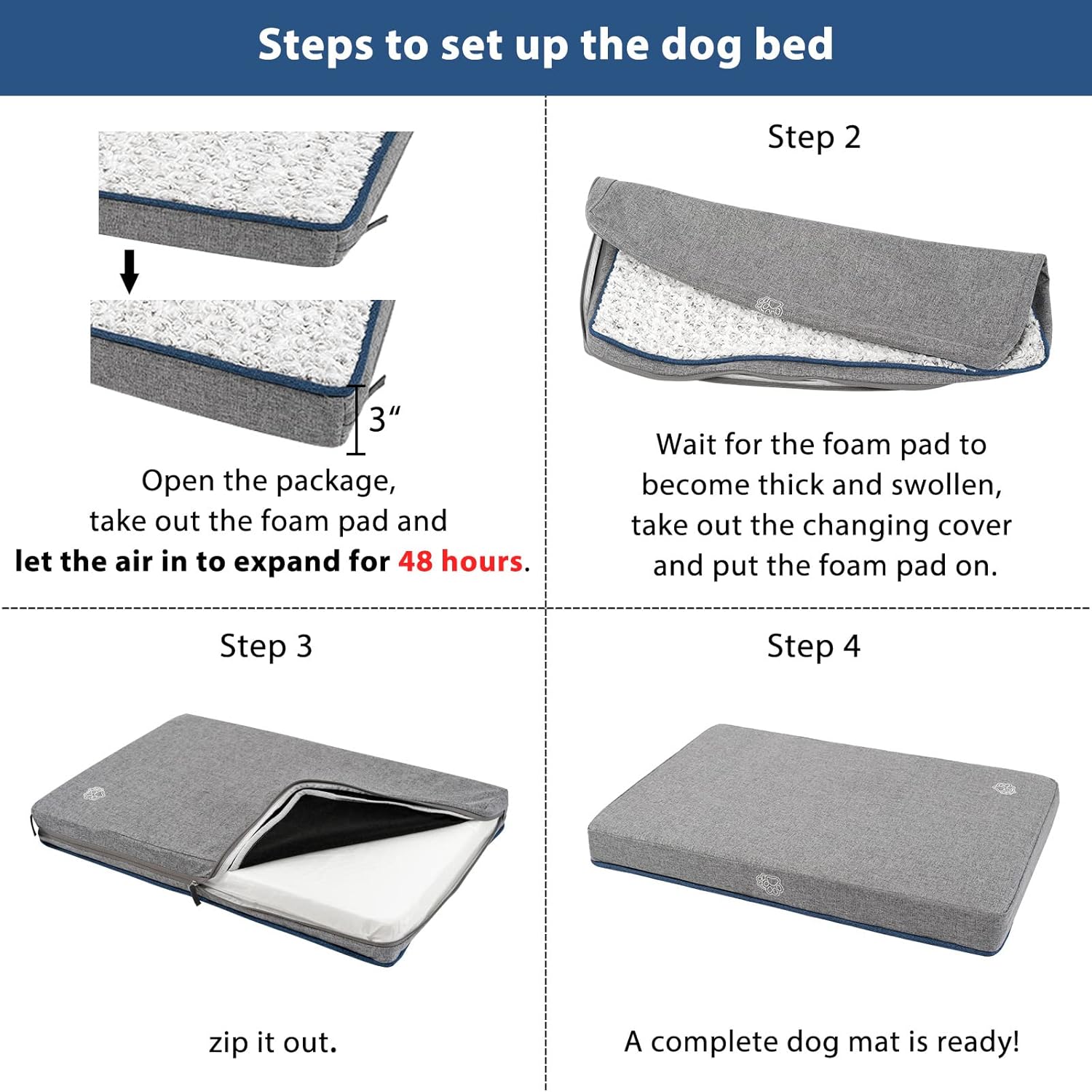 EMPSIGN Waterproof Dog Bed for Crate Pad Reversible Cool and Warm, Pet Beds with Washable and Removable Cover, Sleeping Mats for Large Medium Small Dogs : Pet Supplies