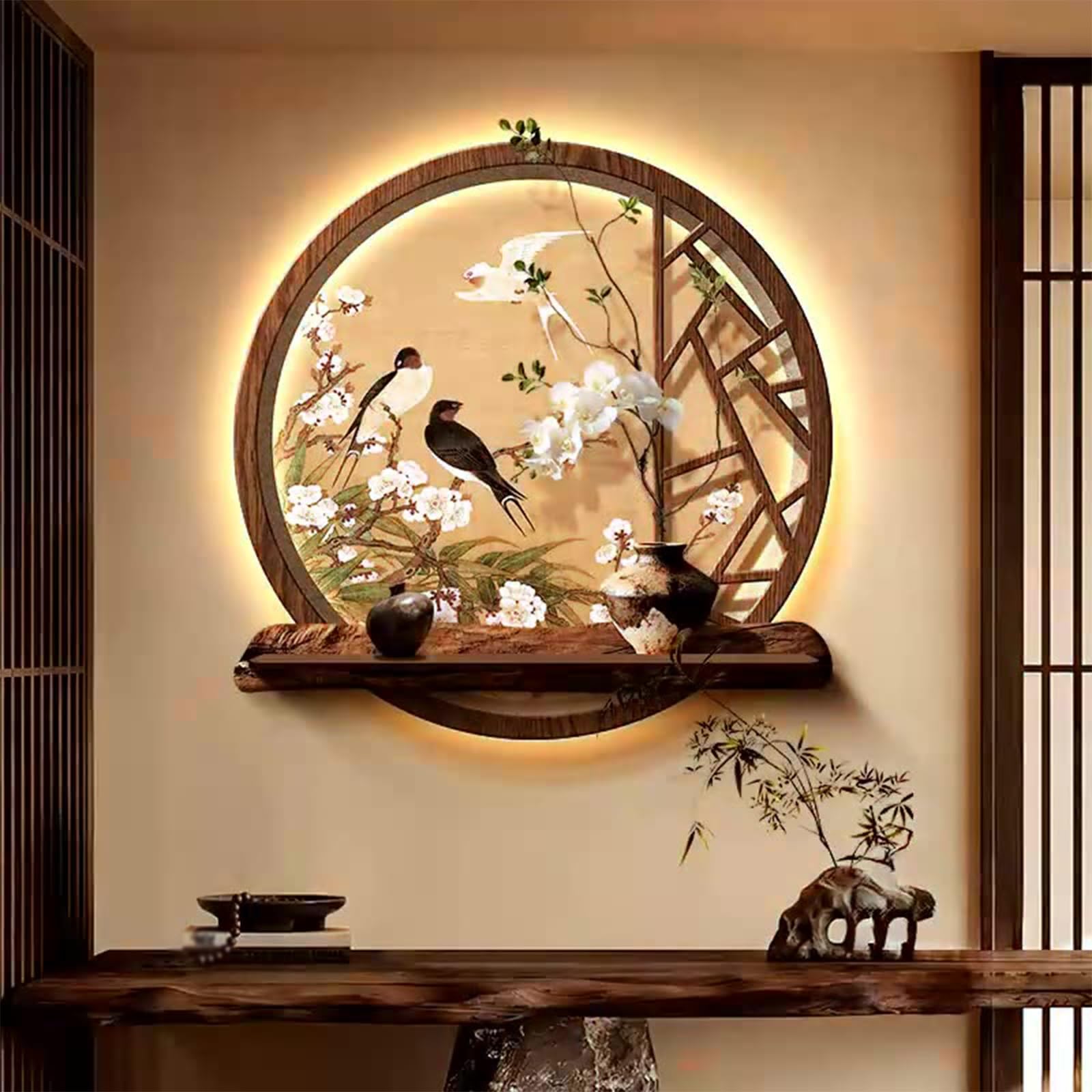 Sandstone Wall Art with Lights, LED Light Decor Wall Art, Wall Hanging Sculpture Painting, Modern Home Decorative Wall Lamp for Living Room Entrance Office Bedroom(A,80cm)