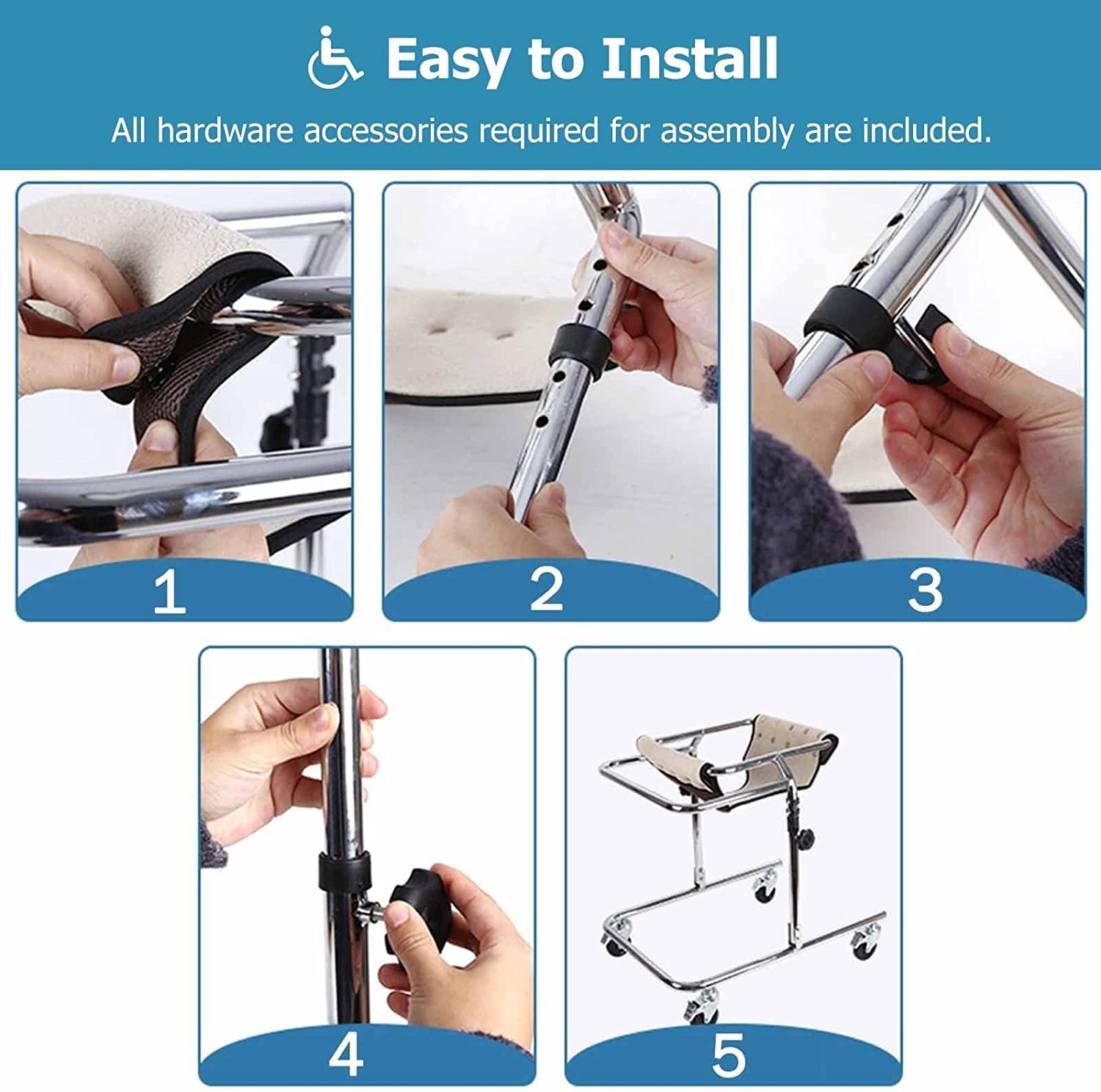Andador para niños con parálisis cerebral, altura ajustable, andador para niños con discapacidad y parálisis cerebral, andador vertical con asiento extraíble, 80-120 cm