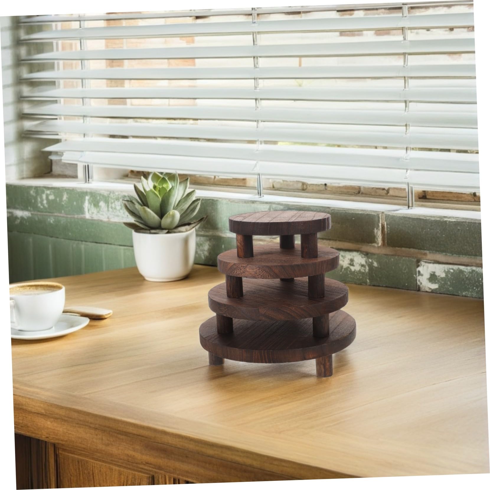 SUPVOX Espositore Rotondo in Legno 4 Pezzi per Piccoli Oggetti