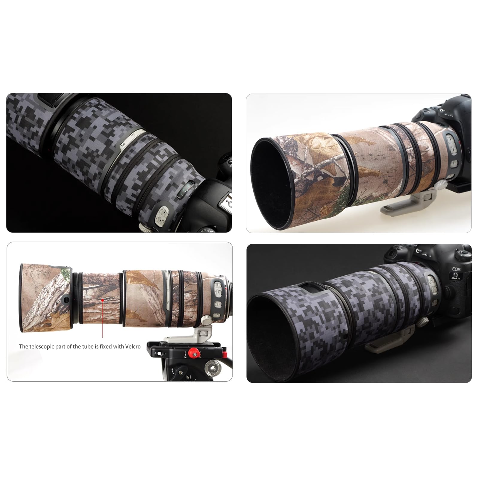 Osłona obiektywu do Canon EF 100-400 mm F/4,5-5,6 L to II USM pokrowiec ochronny na obiektyw aparatu kamuflażowego (kolor #zwiędła trawa kamuflaż - wodoodporny) osłona przeciwdeszczowa