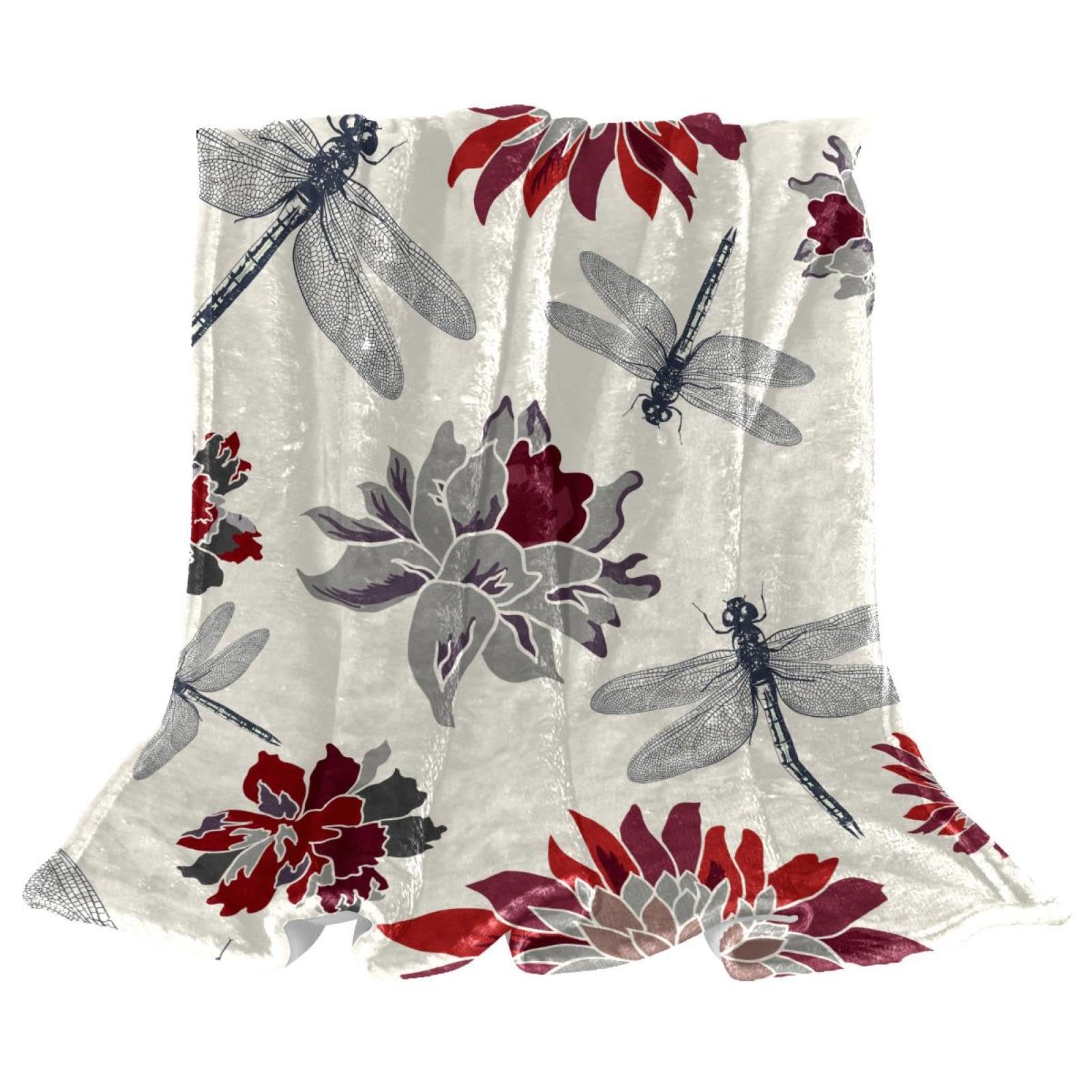 Plaid chaud fleurs libellules contre le froid pour fauteuil et chaise