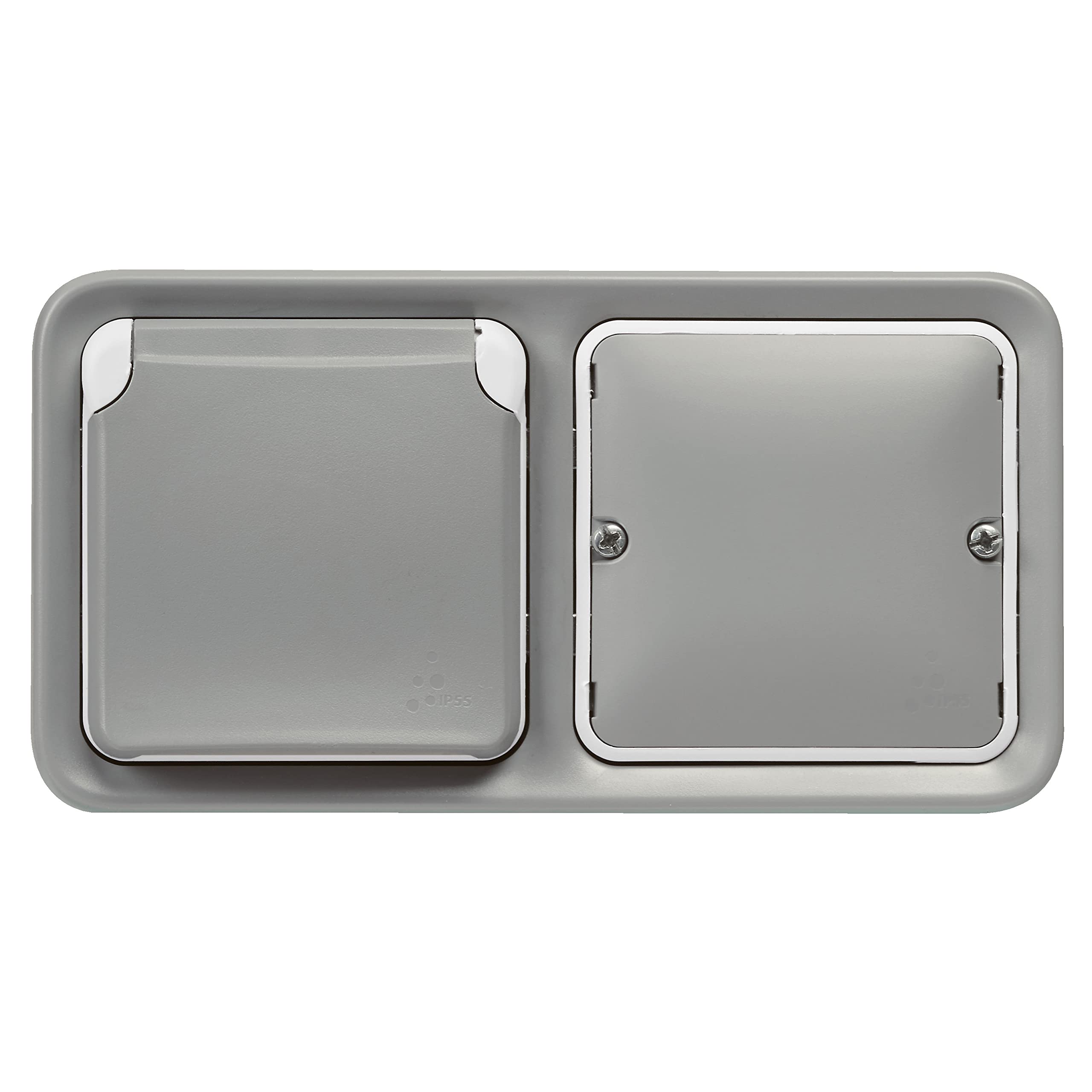 Legrand Prise Connectée Plexo (IP55) with Netatmo (Fonction Mesure, Suivi Consommation, Envoi de Notifications) - Boîtier Complet pour Montage en Sailli avec Prise Terre 16a - Gris - 199271 - Legrand