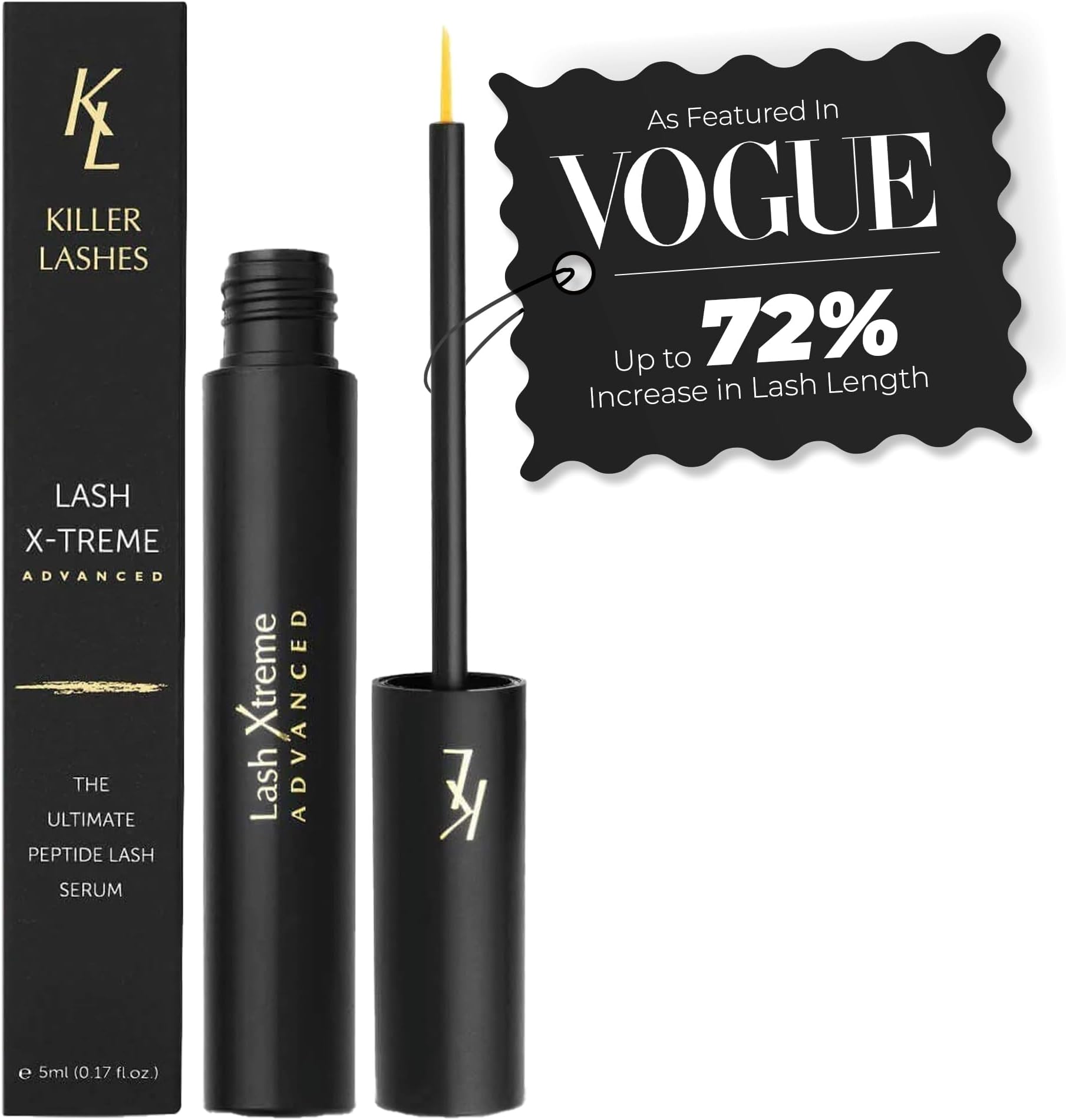 KL Killer Lashes- Lash Xtreme Advanced- Lash Conditioner & Growth Serum | 5ml | Powerful Peptide & Grape Stem Cell Extract Stimulates Natural Growth | Make Your Eyelashes Appear Longer, Fuller & Wider
