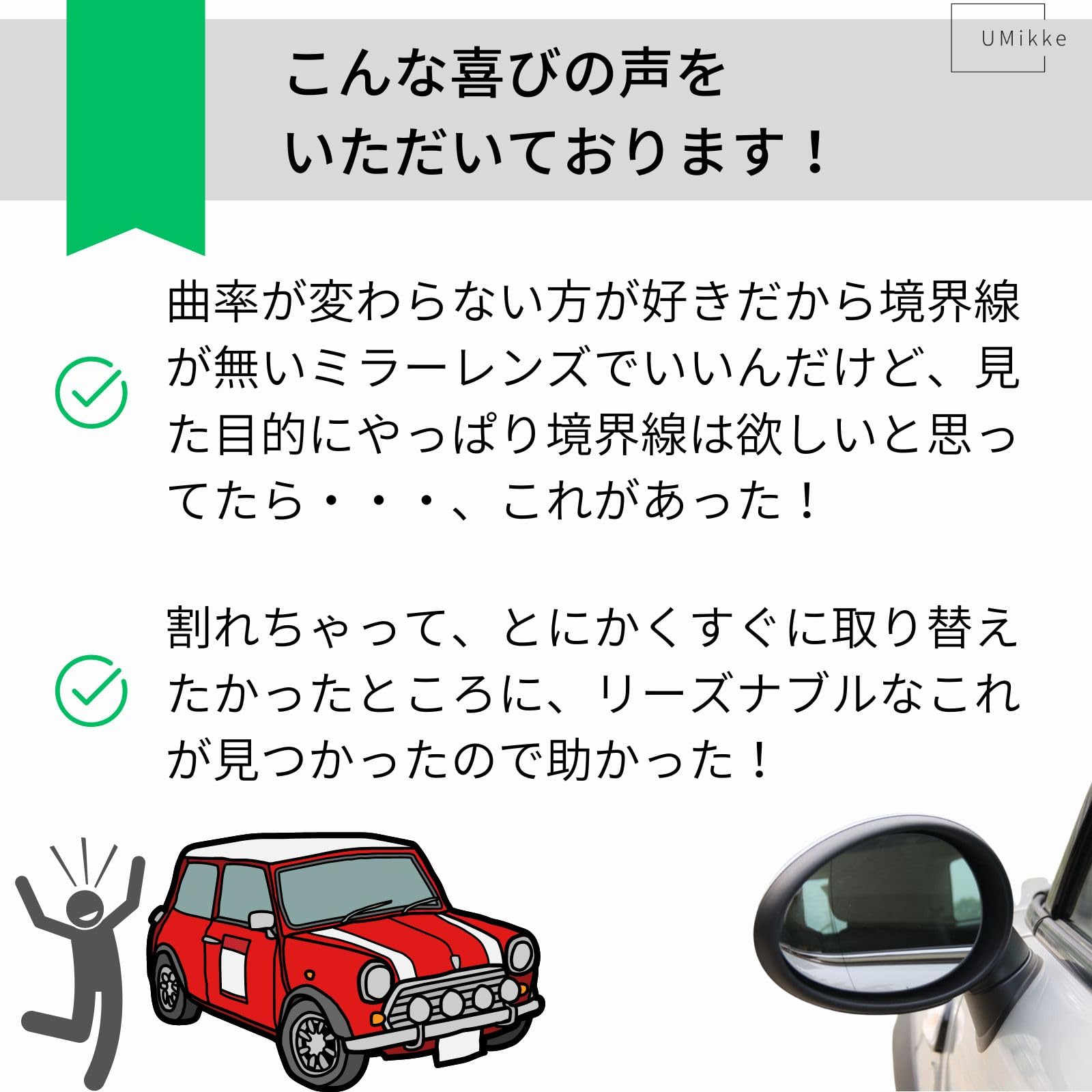 Amazon | UMikke 社外 サイドミラーレンズ MINI クーパー互換 R55-57 
