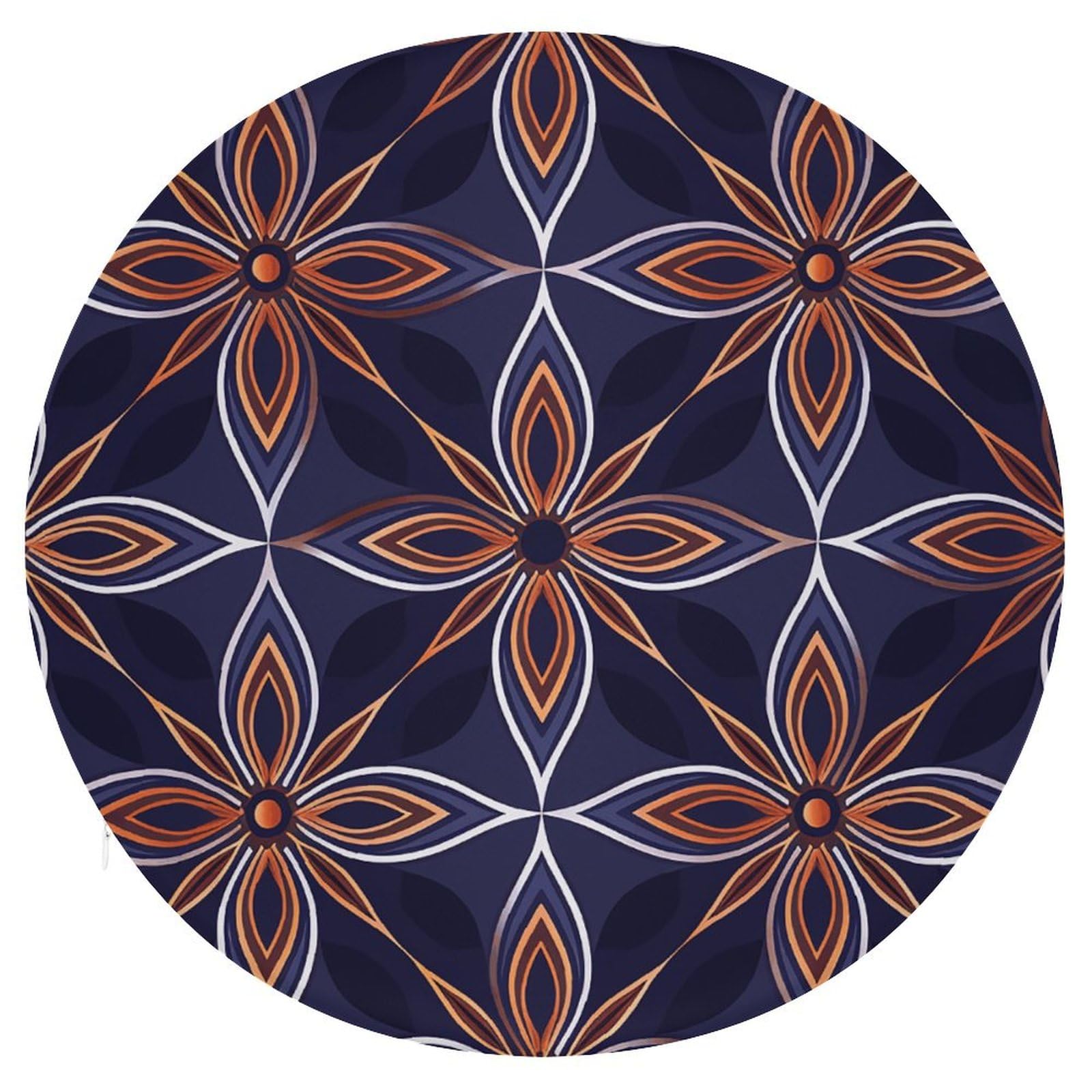 Coussin de siège rond en mousse à mémoire de forme, finition élégante bleu foncé et marron