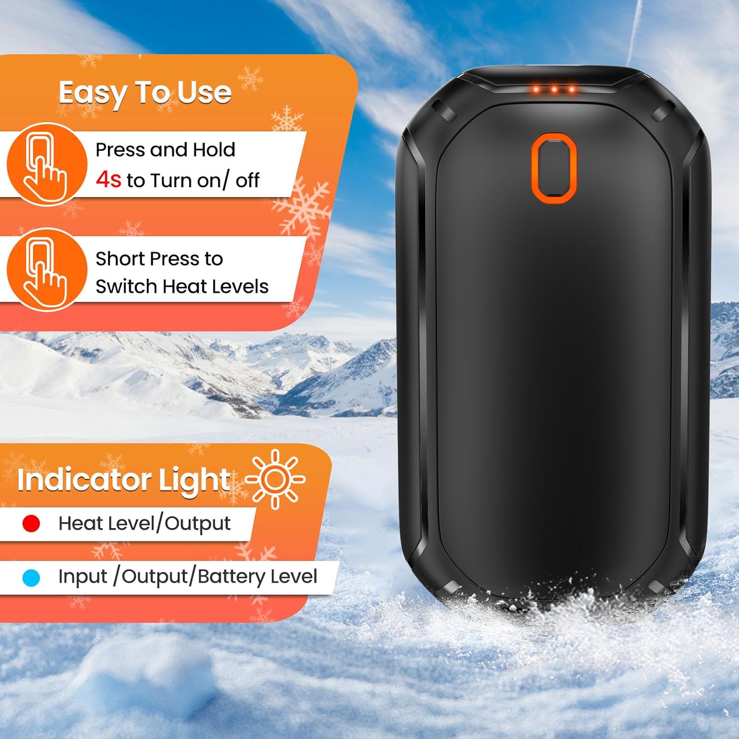 2 Pack Hand Warmers Rechargeable, 2025 New Portable Magnetic Electric with 12hrs Warmth, Double-Sided Heating Pocket Size for Outdoors, Camping - Winter Gifts for Women Men