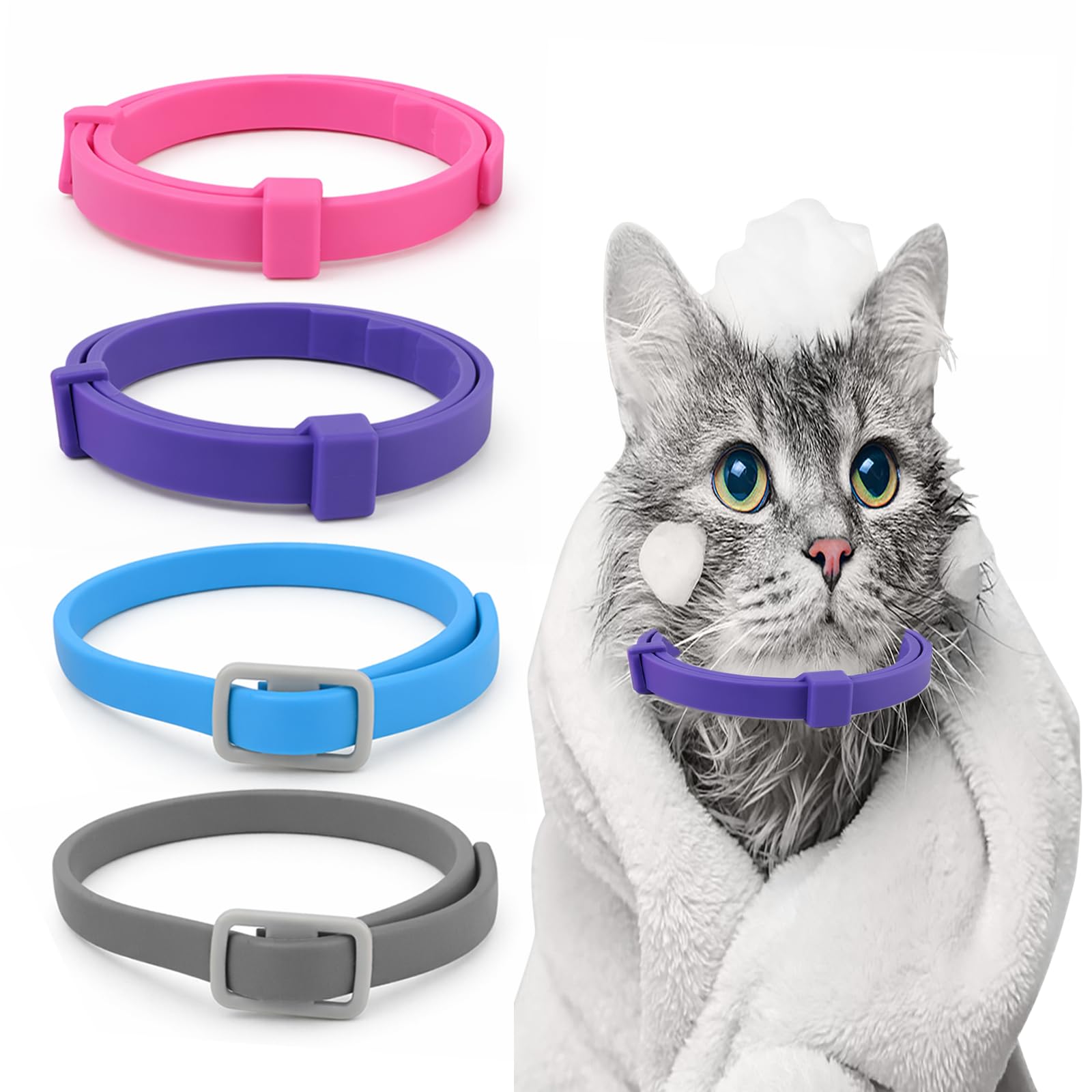 Cat Calming Collar, 38cm Adjustable Anti Anxiety Relief for Cats & Small Dogs, Waterproof Pheromone Infused Soothing Pet Collar for Stress Reduction