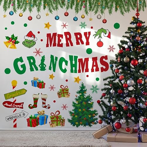 Calcomanías de pared de árbol de Navidad, calcomanías de pared extraíbles para ventana de Navidad, decoración para Navidad, vacaciones, sala de