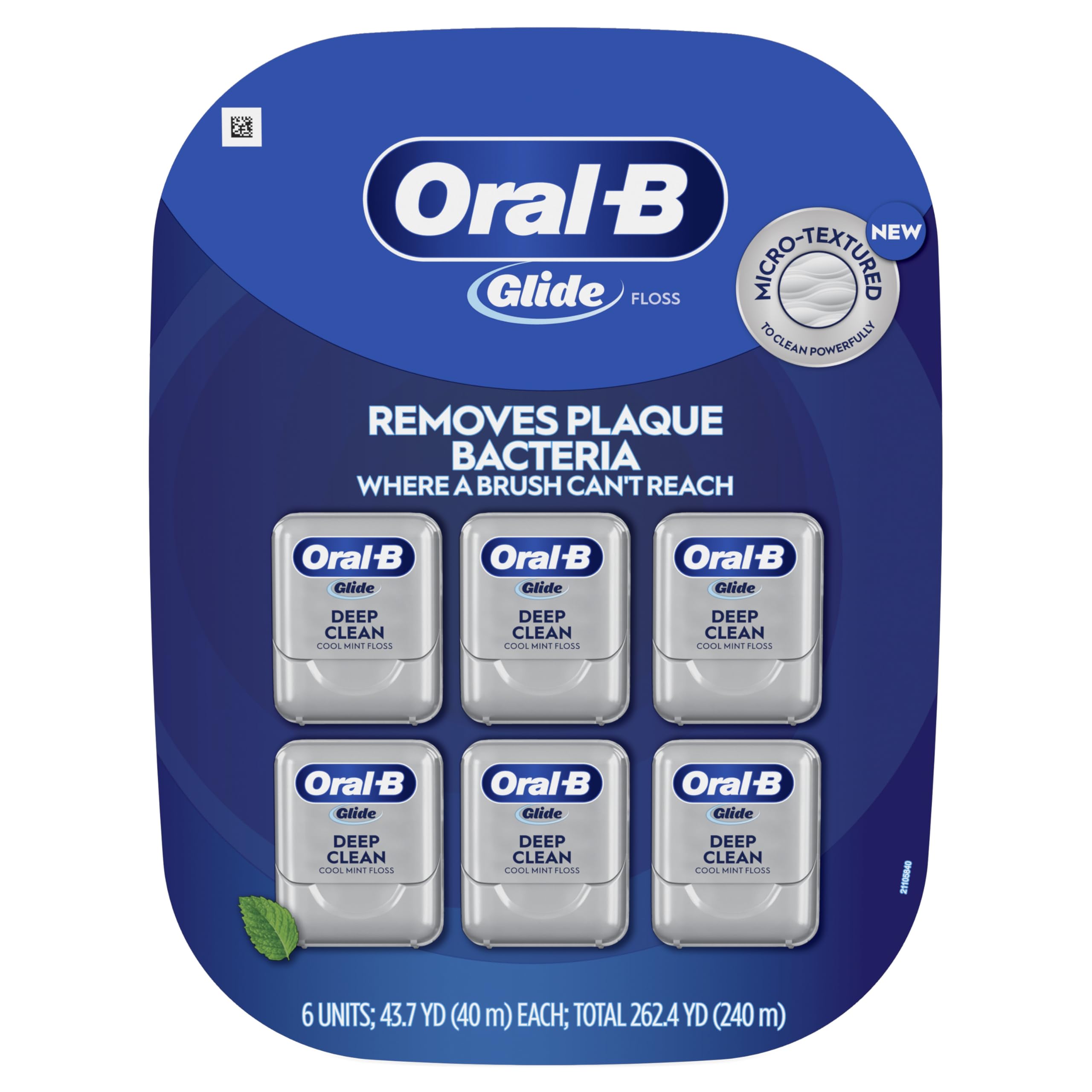 Oral-B Glide Pro-Health Lot de 6 fils dentaires pour nettoyage en profondeur Menthe 40 m
