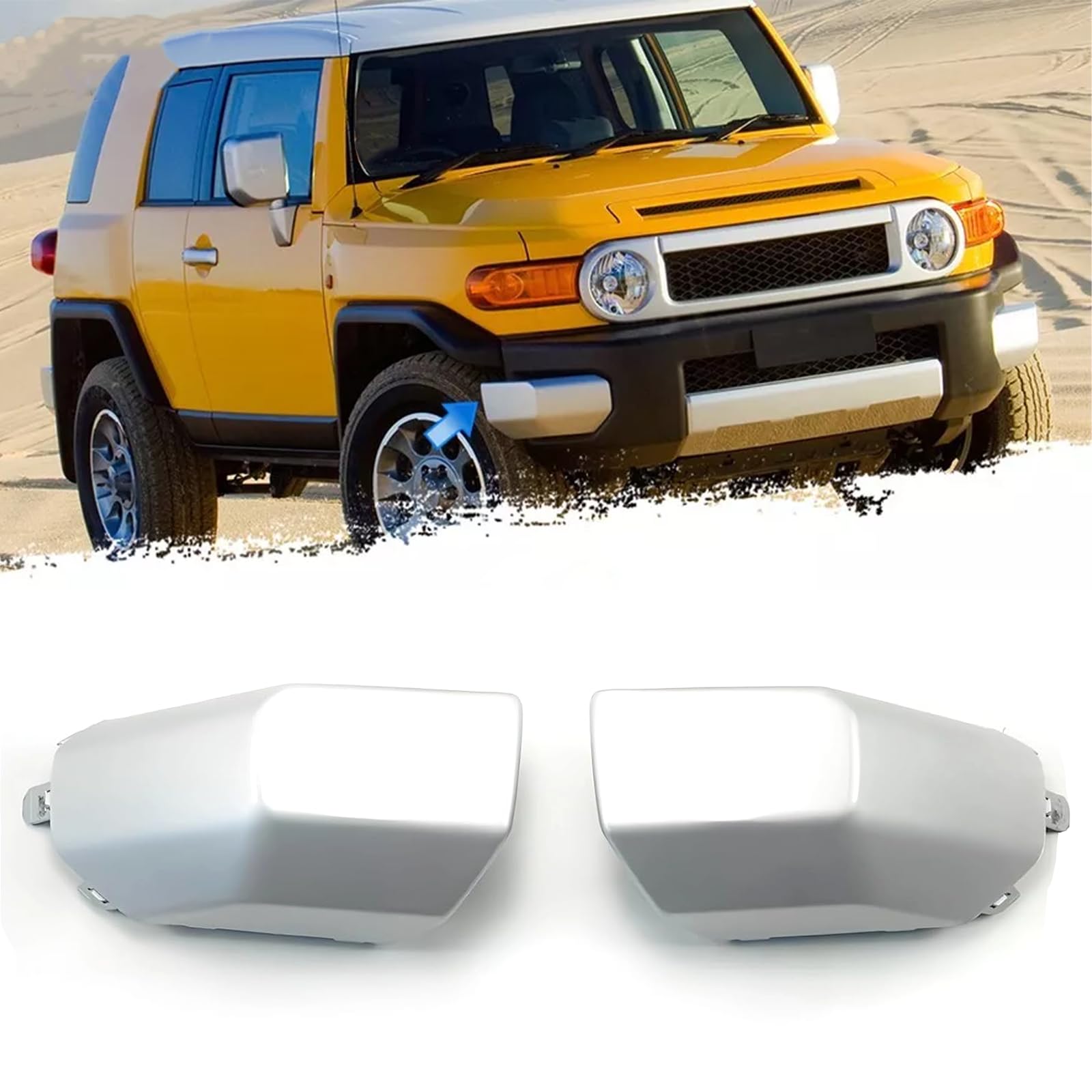 skkyoro Front Bumper End Pad For Toyota FJ 2007-2014 Front Corner Bumper End Cap Pair Replace for 52422-35060,52423-35050 (Silver)