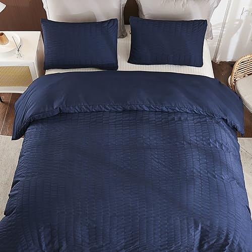 Miniatura 7 de AveLom - Funda de edredón a rayas de mil rayas, 3 piezas, cierre de cremallera, lazos de esquina, suave funda de edredón de microfibra lavada para