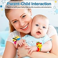 Vista 6 de Juguetes de sonajeros para bebés de 0 a 6 meses – Juguetes para bebés de 0 a 3 meses de edad, conjunto de regalos con dentición y calcetines