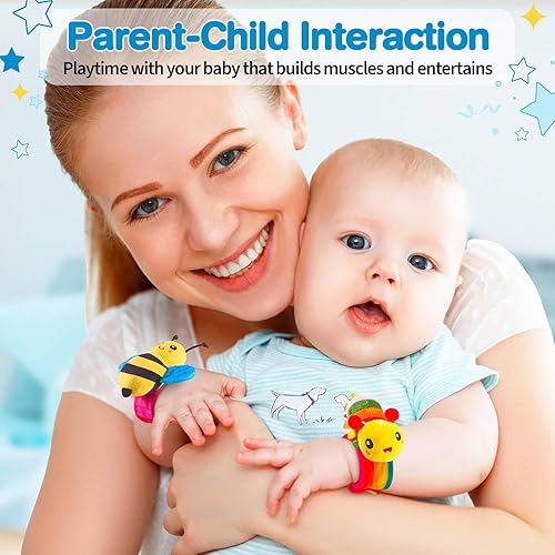 Miniatura 6 de Juguetes de sonajeros para bebés de 0 a 6 meses  Juguetes para bebés de 0 a 3 meses de edad, conjunto de regalos con dentición y calcetines de