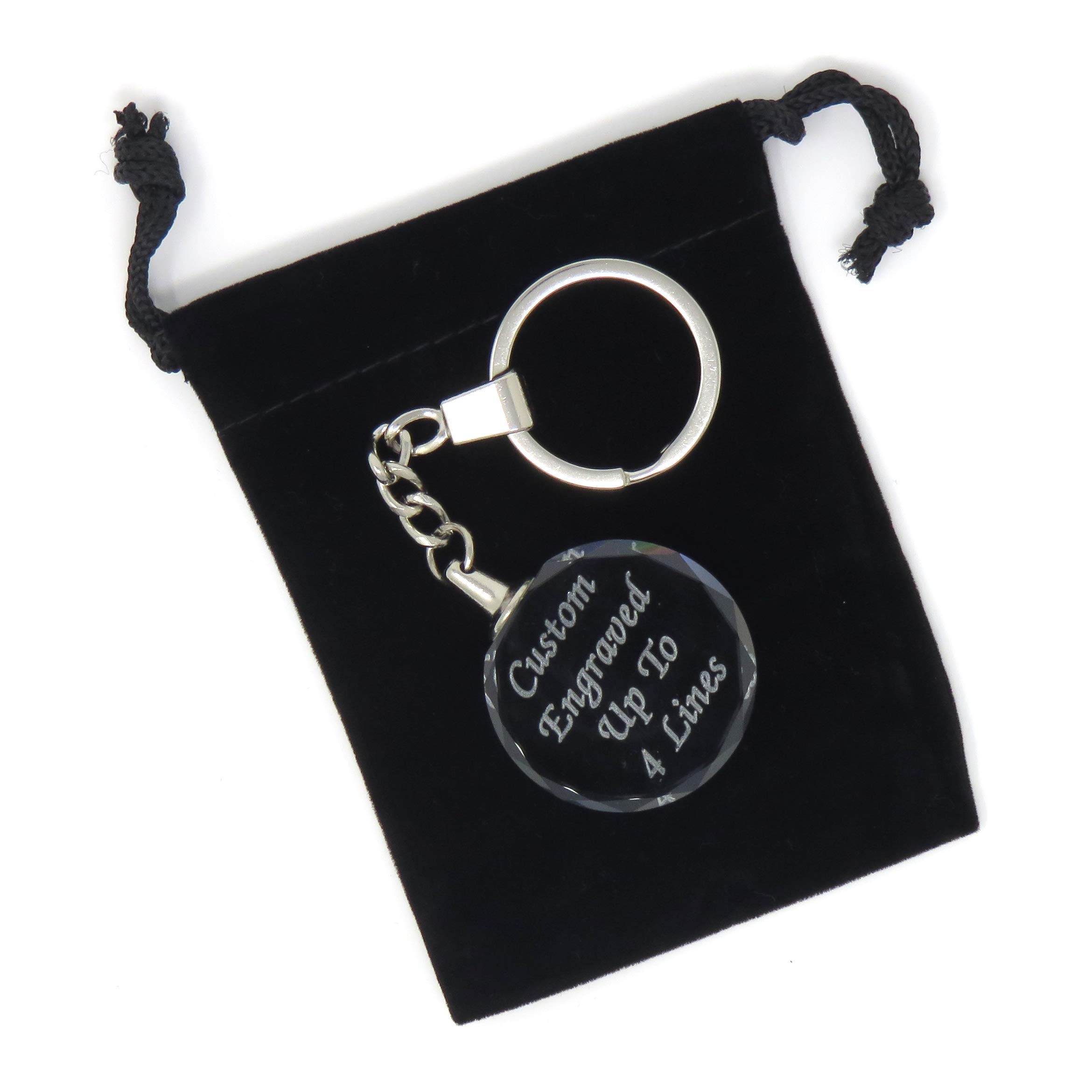 Innovative Surface Art Custom Engraved Circle Key Chain - Key Ring - Front & Back Engraved - Personalized (Crystal)