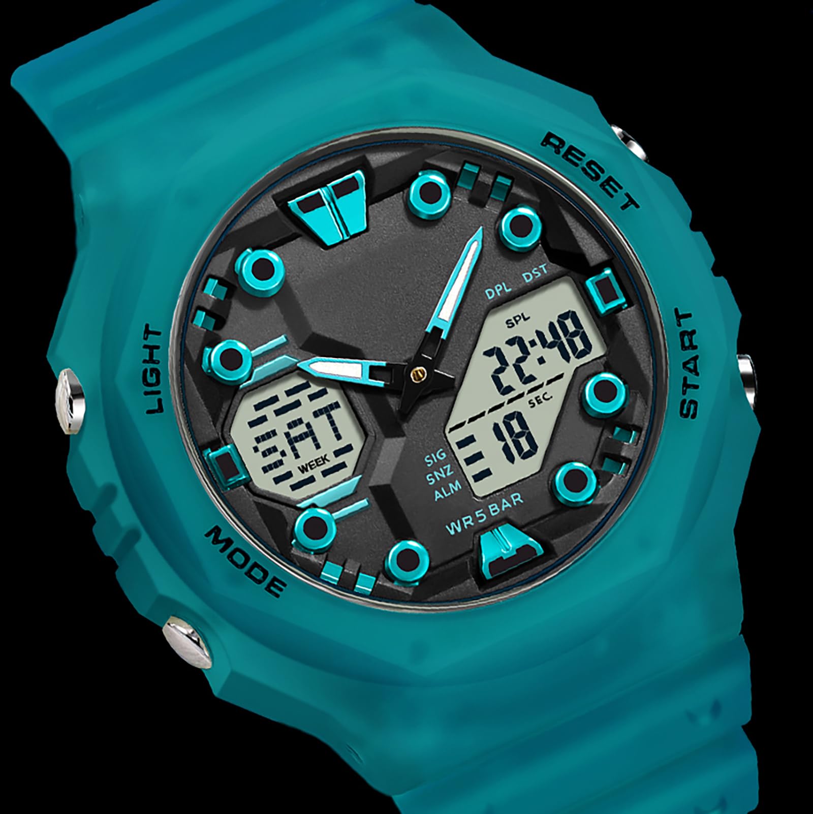 findtime Orologi per uomo e donna adolescente studente colorato sport analogico digitale orologio impermeabile con allarme mondiale conto alla rovescia, cronometro robusto per attività all'aperto