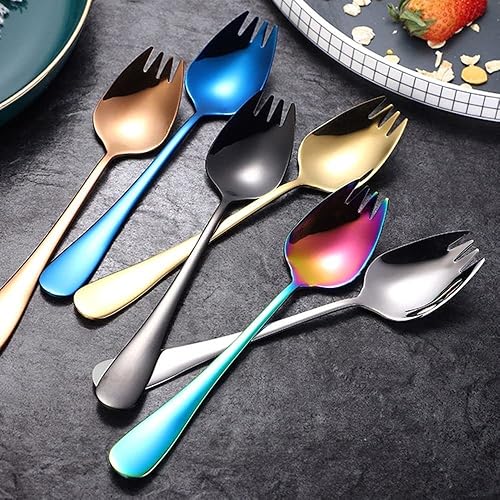 Miniatura 5 de Tenedor de acero inoxidable 304 tenedor de cabeza redonda mango largo para postre aperitivo fruta cubiertos resistentes para cocina restaurante