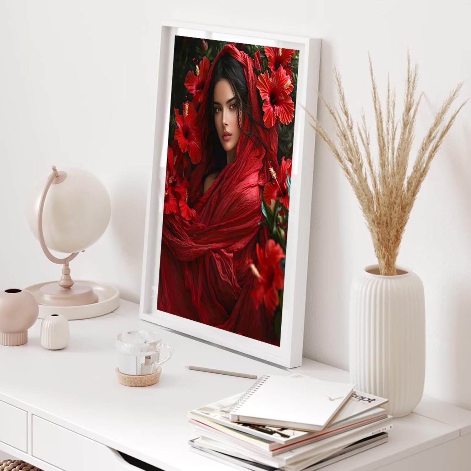 Hyupuanj Red Clothed Woman zestaw do malowania diamentowego dla dorosłych