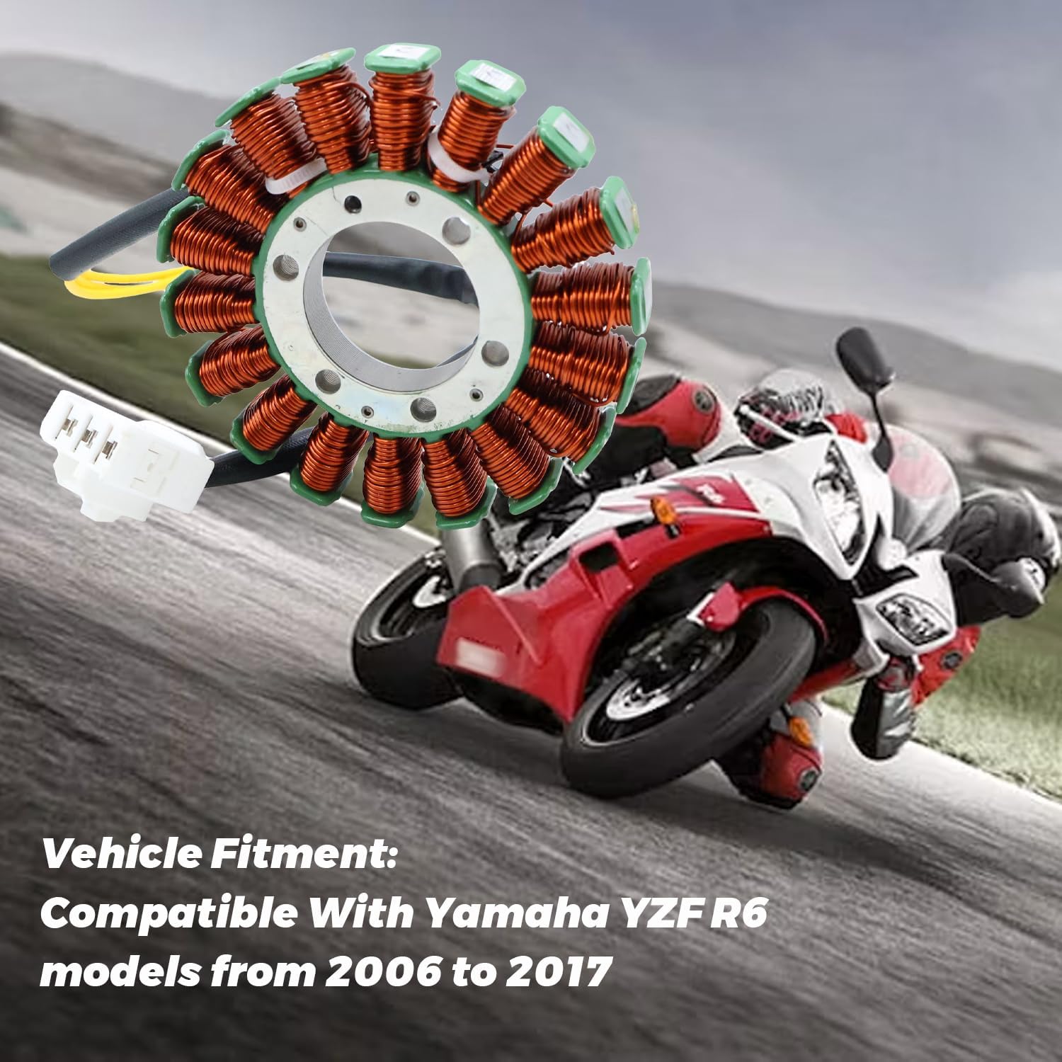 Magneto Stator 2C0-81410-00-00 Compatible with Yamaha YZF R6 2006-2017 2C0-81410-01-00