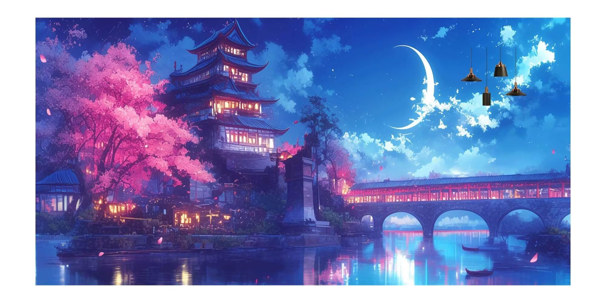Japon Diamond Painting Paysage Diamond Painting Enfant Broderie Kit Complet,5D Peinture Diamant Point de Croix Cristal Artisanat,DIY Tableau Strass Diamant Canevas Débutant Kit,Decor 50x100cm M-Y676