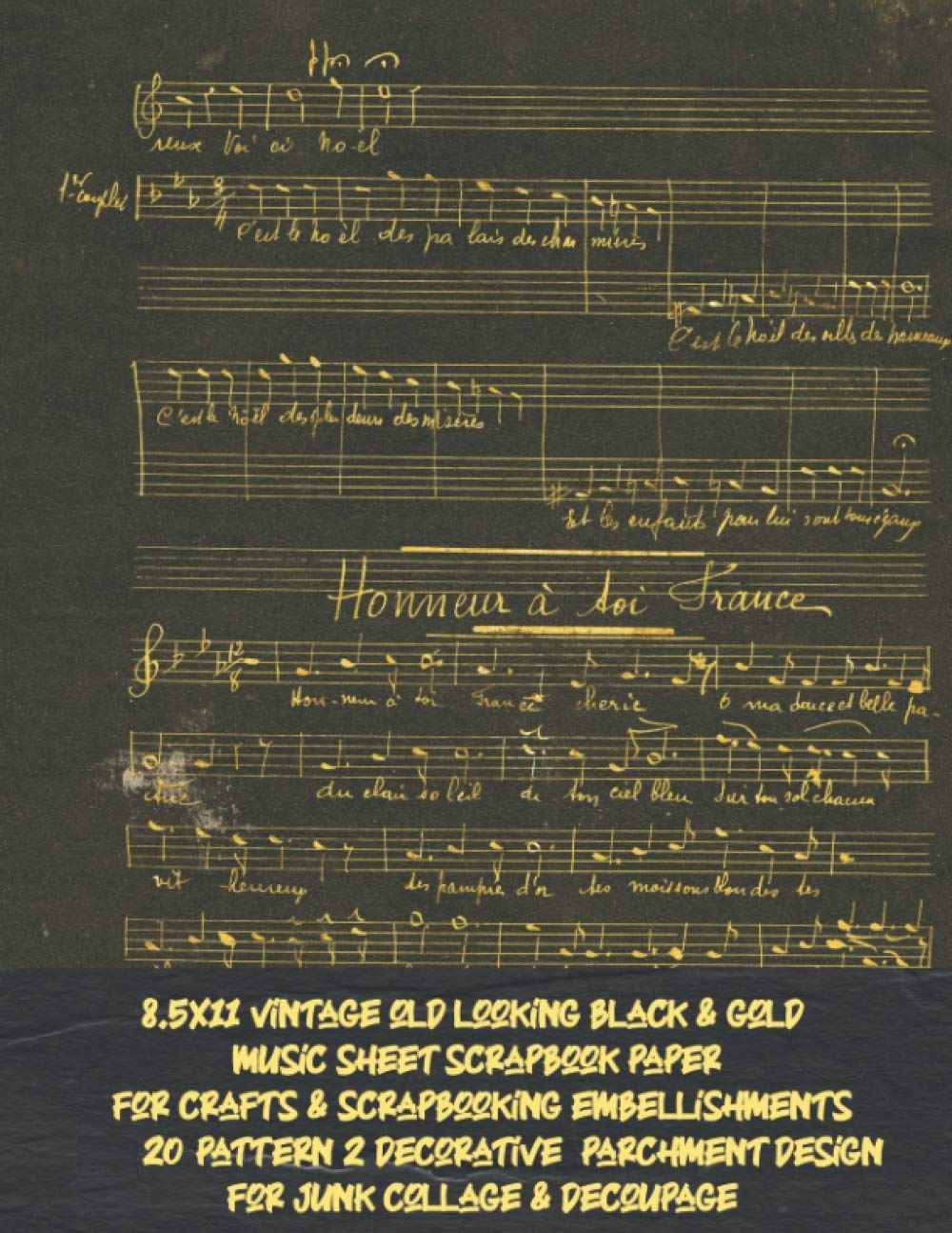 8.5x11 vintage old looking black & gold music sheet scrapbook paper for crafts & scrapbooking embellishments 20 old pattern 2 decorative parchment ... kit pattern collection for gift wrapping