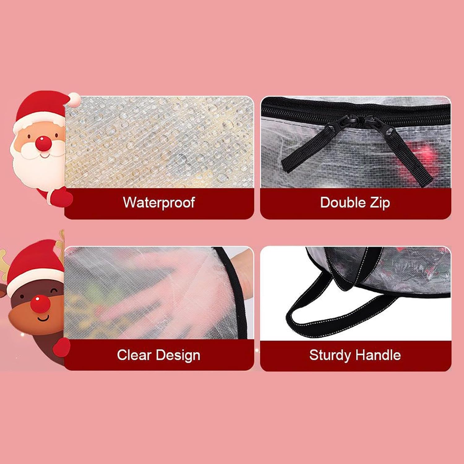 Wreath Storage Bag – 2 Piece Transparent Garland Organizer Case, Dustproof Holiday Decoration Holder, Durable Seasonal Storage Pouch | Christmas Halloween Festival Decor Protection for Home