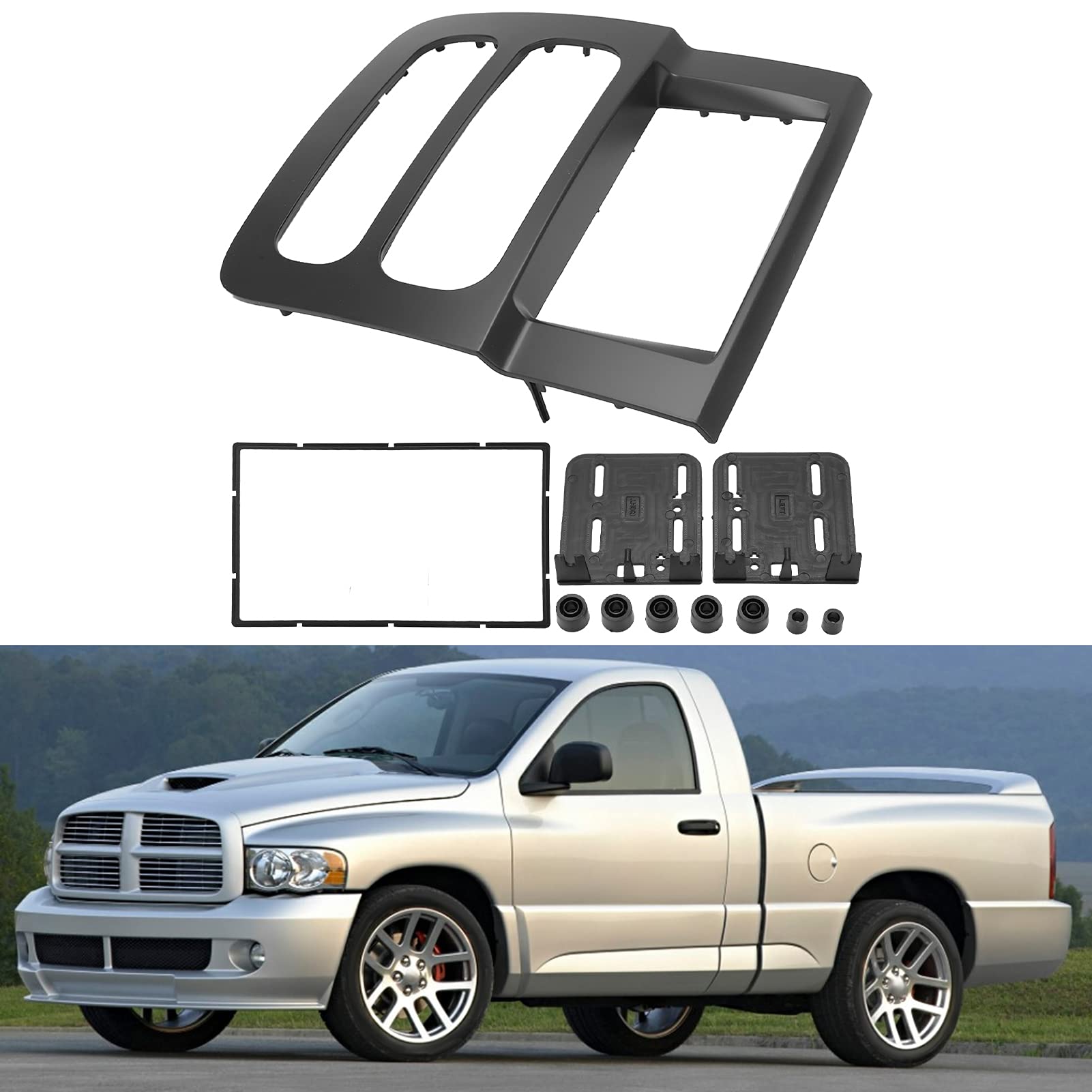 AMONIDA Marco de Fascia Estéreo para Radio de Coche 2DIN, Repuesto Elegante Apto para Truck 2002-2005, Material ABS, 2 Unidades