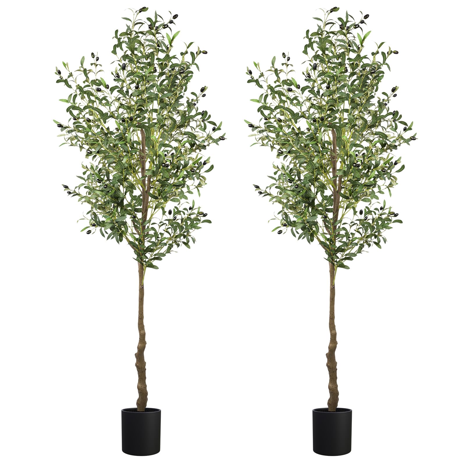 Photo 1 of 7FT Artificial Olive Tree Faux Olive 1656Leaves and 92Fruits with Pot for Home Decor Indoor Gift 2Pack 1 7FT 2Pack