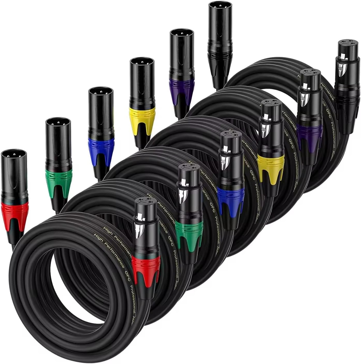 Imaginea 10Mtr XLR Cable | Pack of 6 | Microphone Cable | Male to Female Balanced Mic Cable | Gold Plated 3 Pin Audio Cable for Speaker, Mixer, Guitar Patch Cable Recording, Podcast Cable