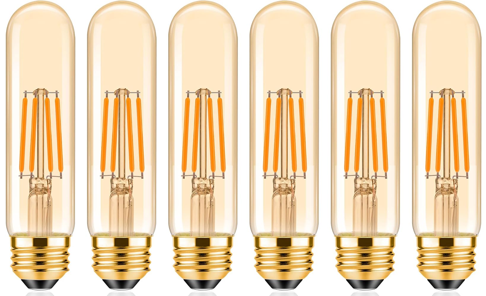 T10 LED Filament Bulb Tubular Light Bulb,4W Dimmable Tubular LED Bulbs, 40W Equivalent, 2300K Soft Warm White, E27 Screw, 350 Lumen (Amber, T10)