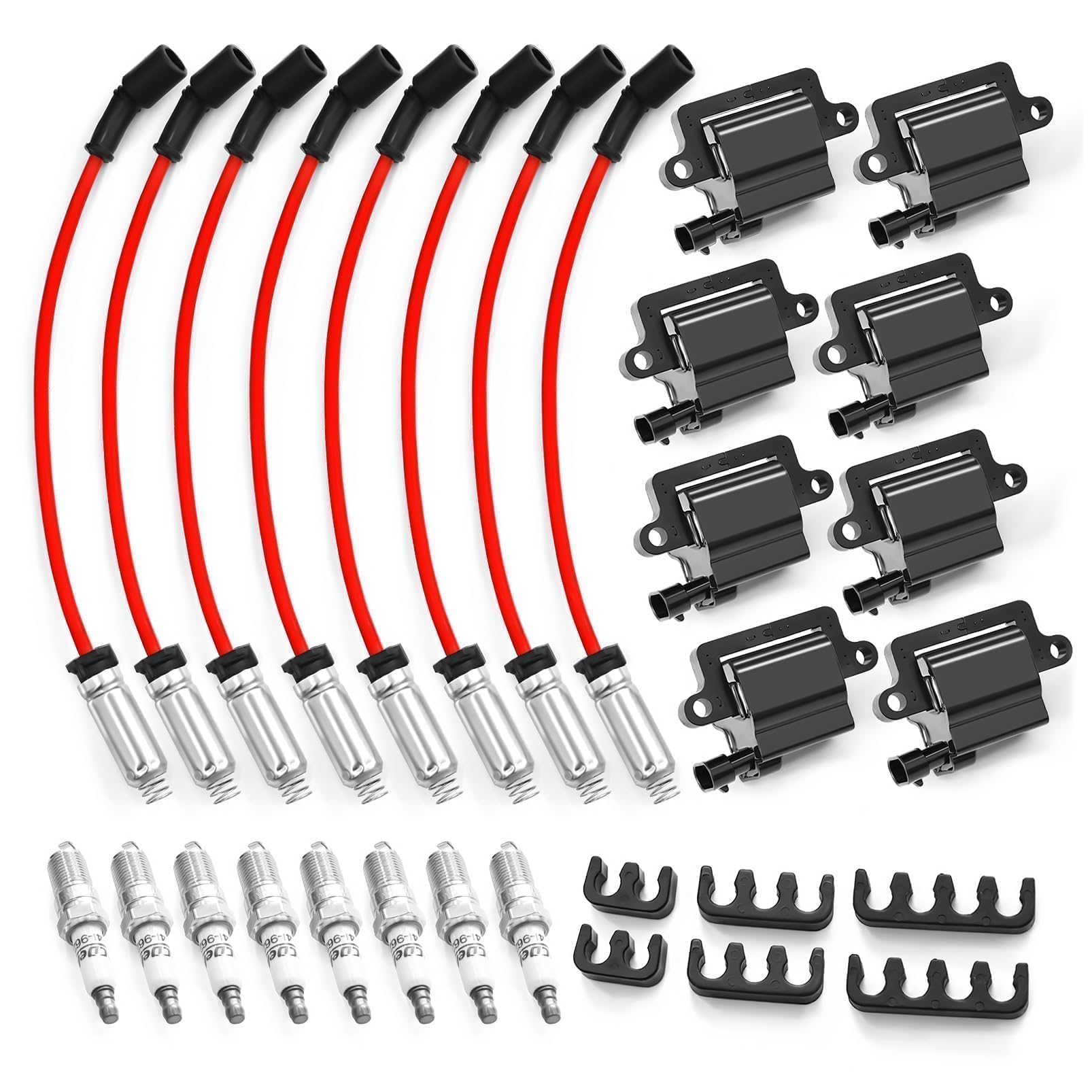 Photo 1 of Yunnergo 8 Pack Square Ignition Coil D581 UF-271 & Iridium Spark Plug Wire M8-48322R Compatible with Silverado 1500 2500 3500 4.8L 5.3L 6.0L 8.1L 1999-2007 12556893 12558693 12570553 3859078 38590782