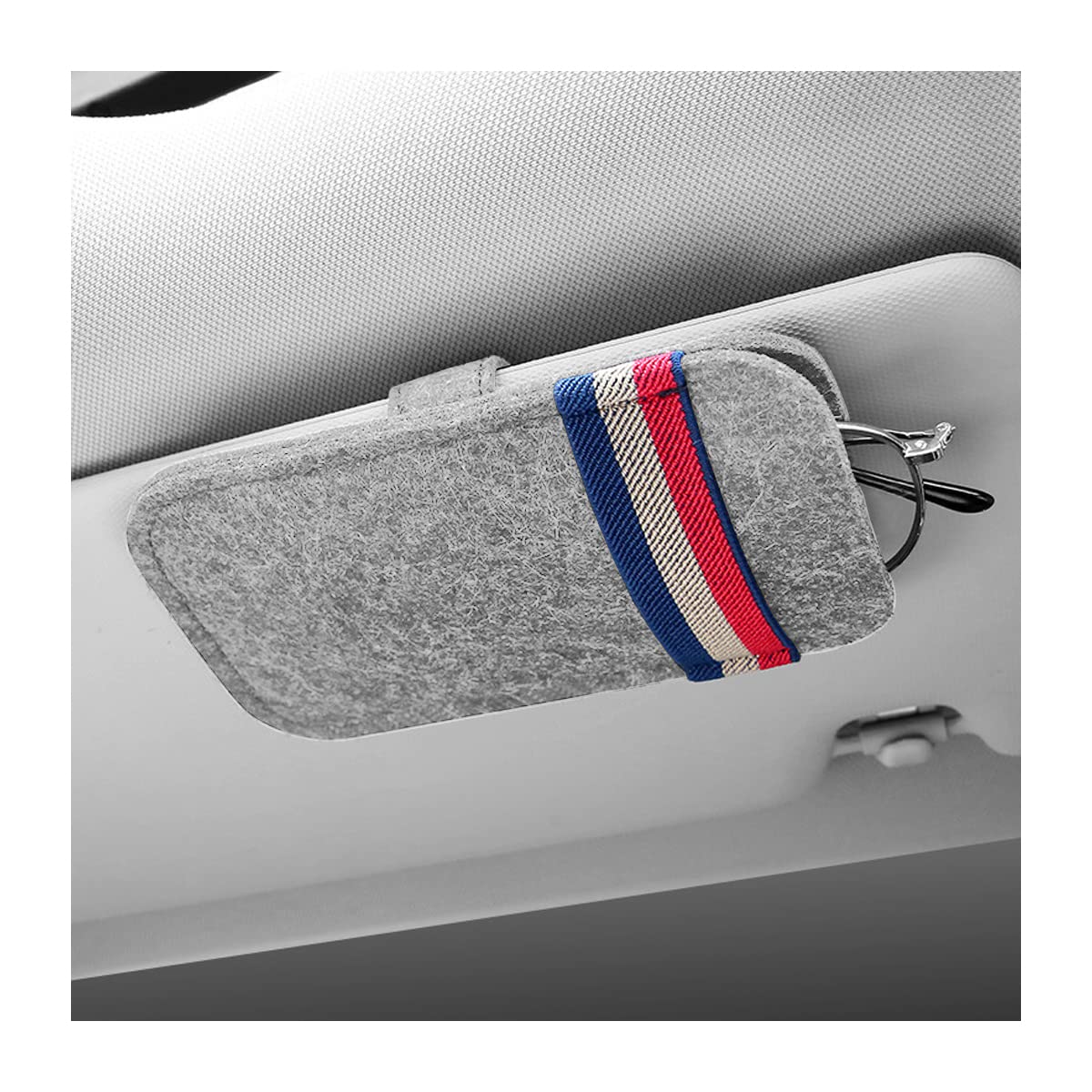 Auto Brillenkoker Voor Mercedes Benz EQA EQB EQC EQE EQS 2000 2023, Universeel ABS Zonnebrilhouder Brillendozen Brilhouder Multifunctioneel Opbergen Organizer Interieuraccessoires,B/Grey